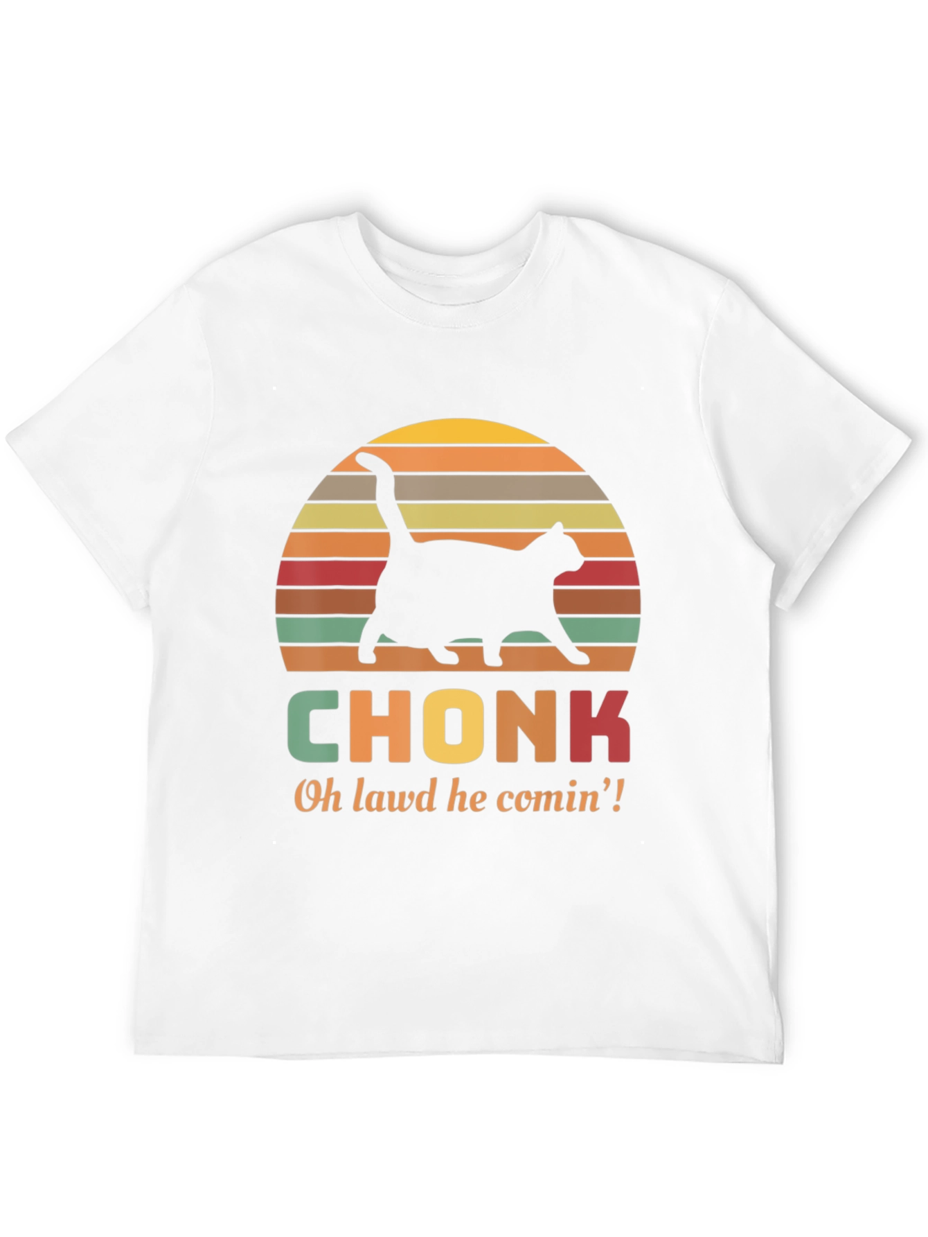 Black Chonk Cat T-Shirt - Oh Lawd He Comin'! view 12