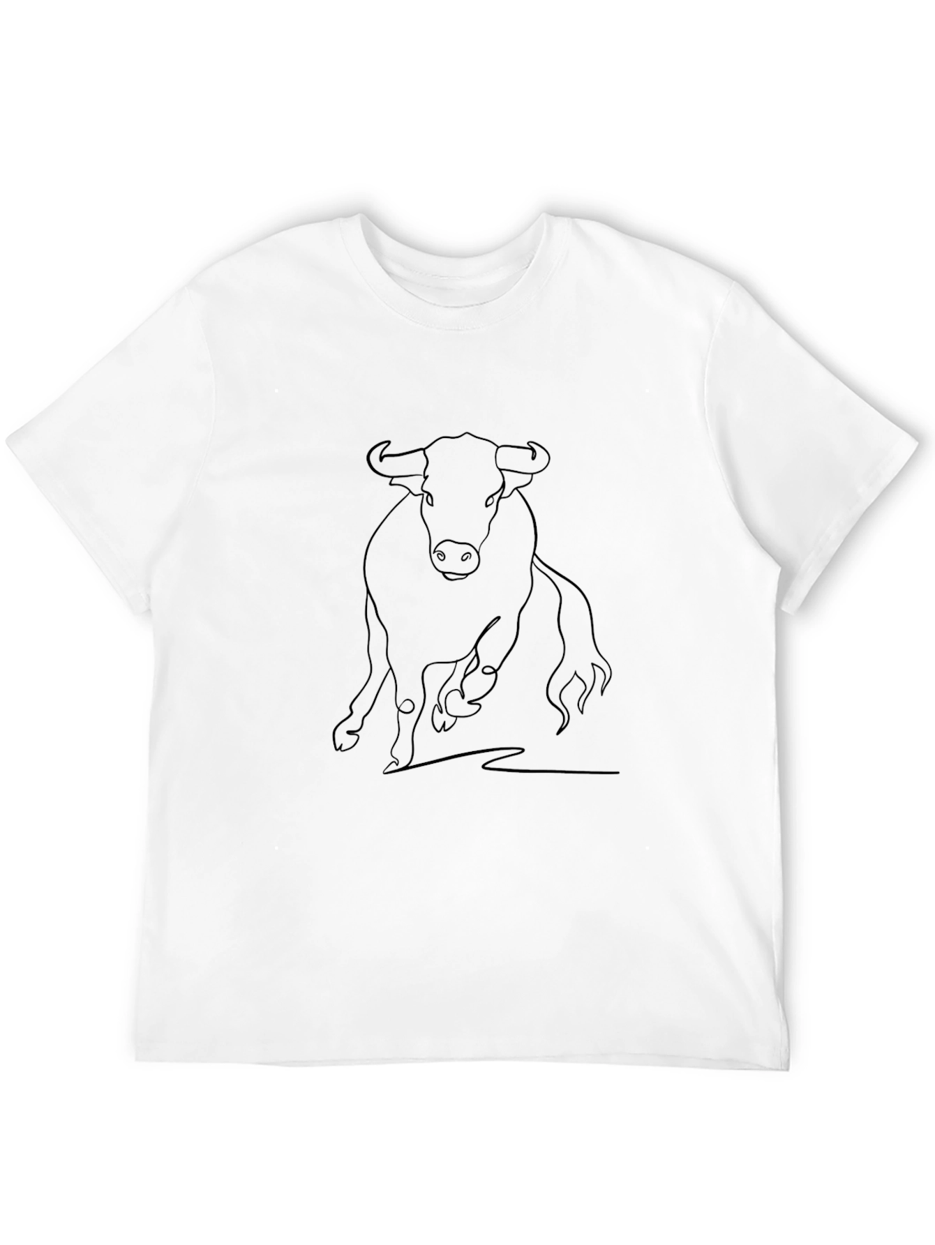 Black Bull Outline Graphic Tee - Stylish Black T-Shirt view 12