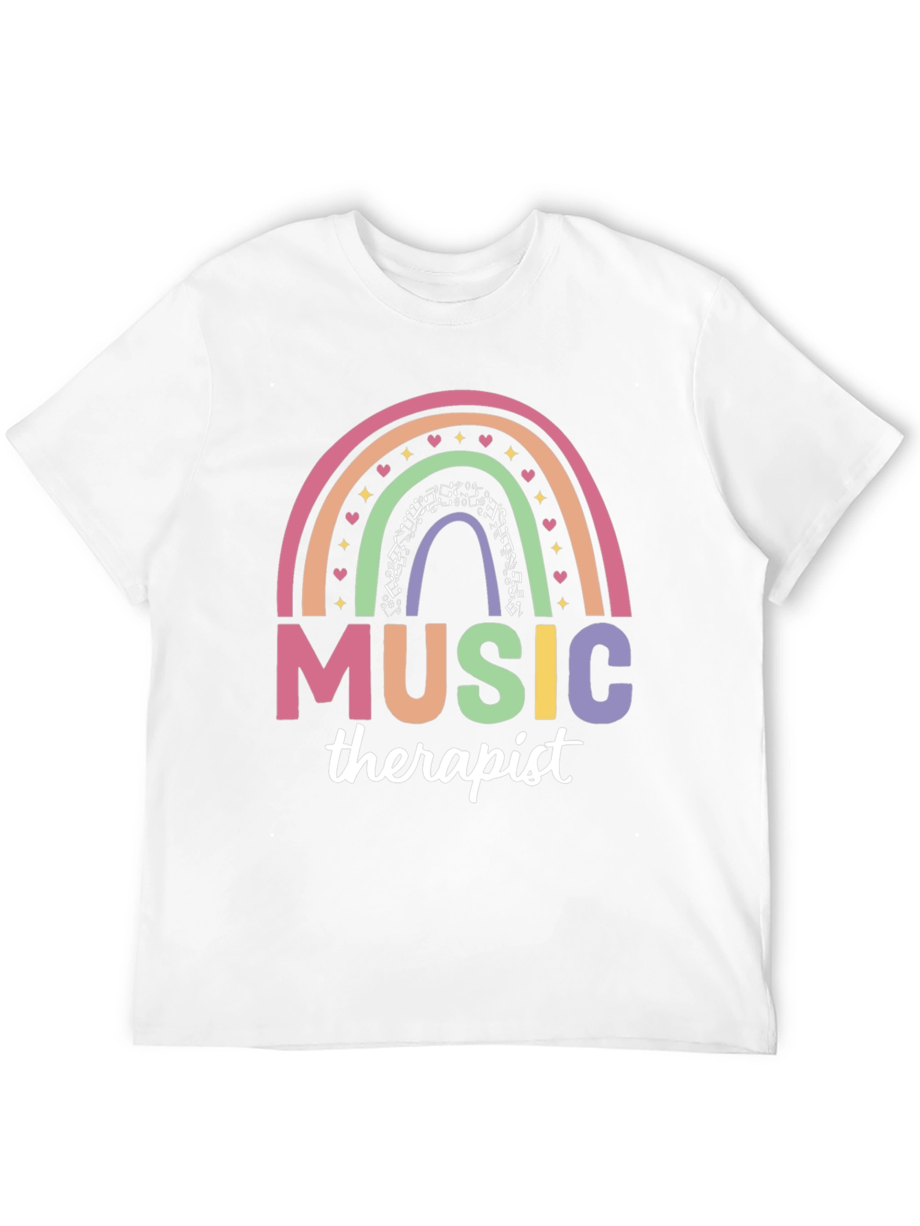 Black Music Therapist Rainbow Graphic T-Shirt view 12