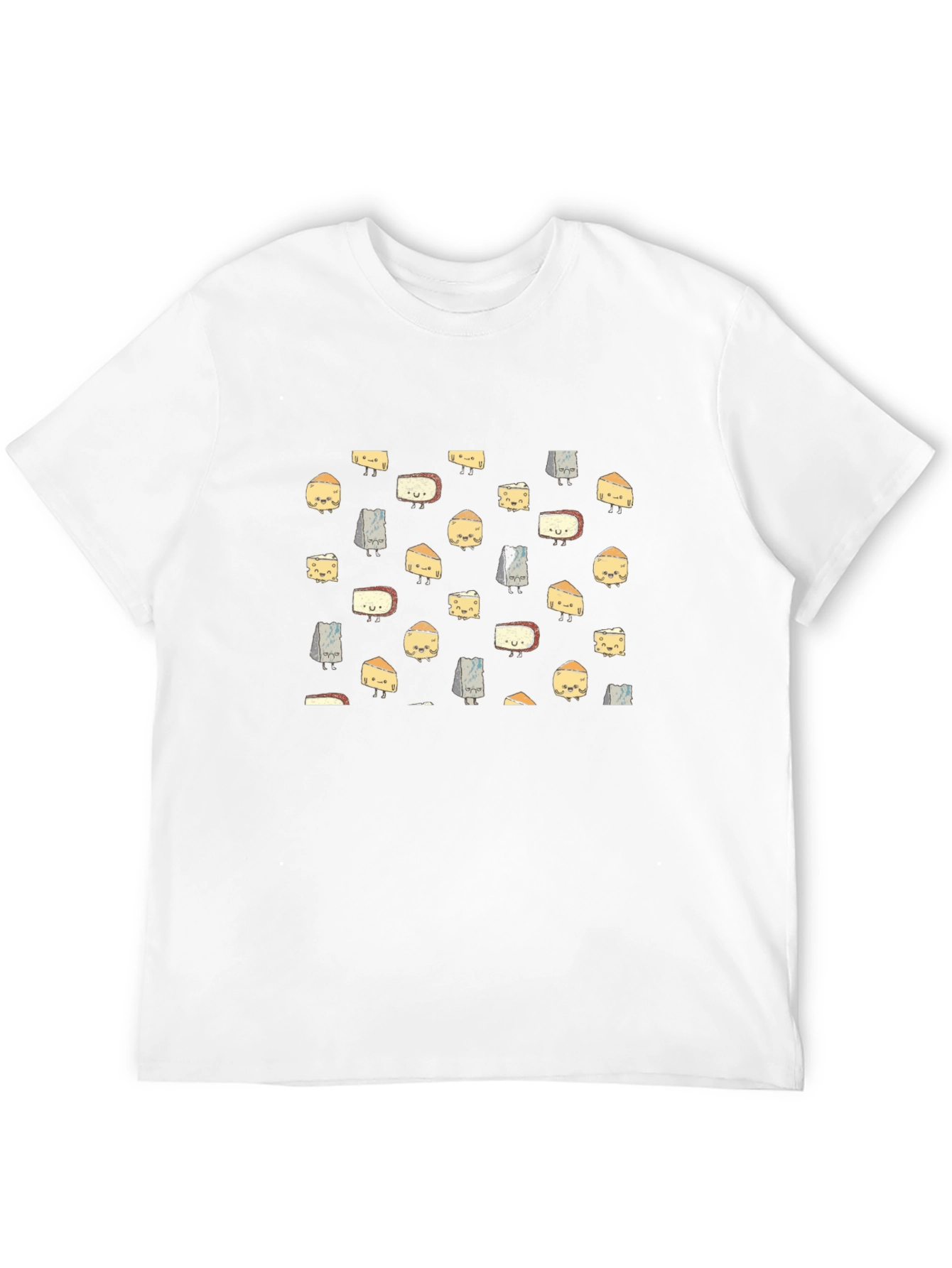 Black Whimsical Cheese Pattern Black T-Shirt view 12