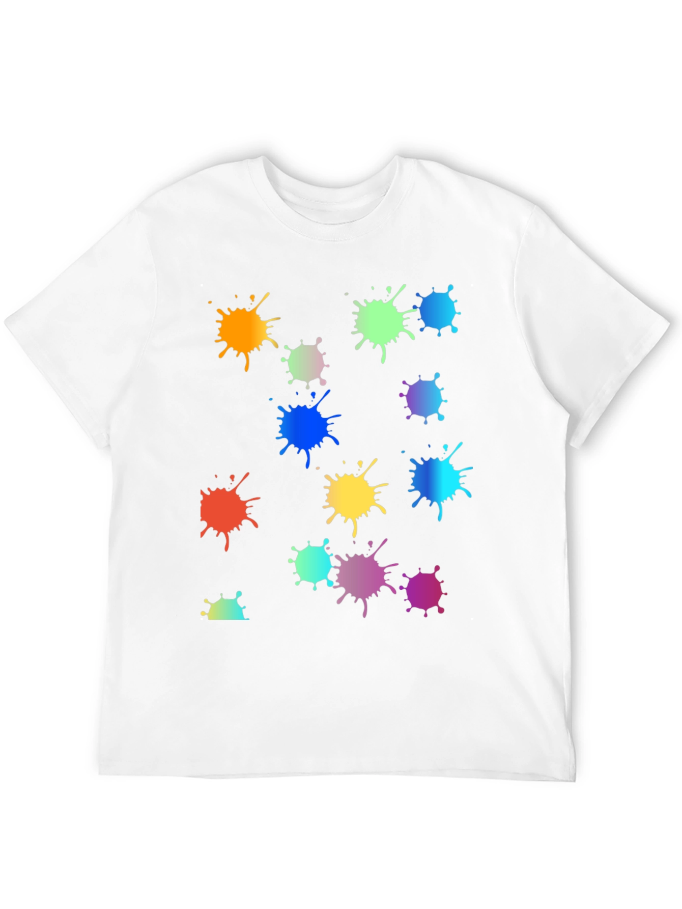 Black Rainbow Paint Splatter Graphic Tee - Black Crew Neck T-Shirt view 12