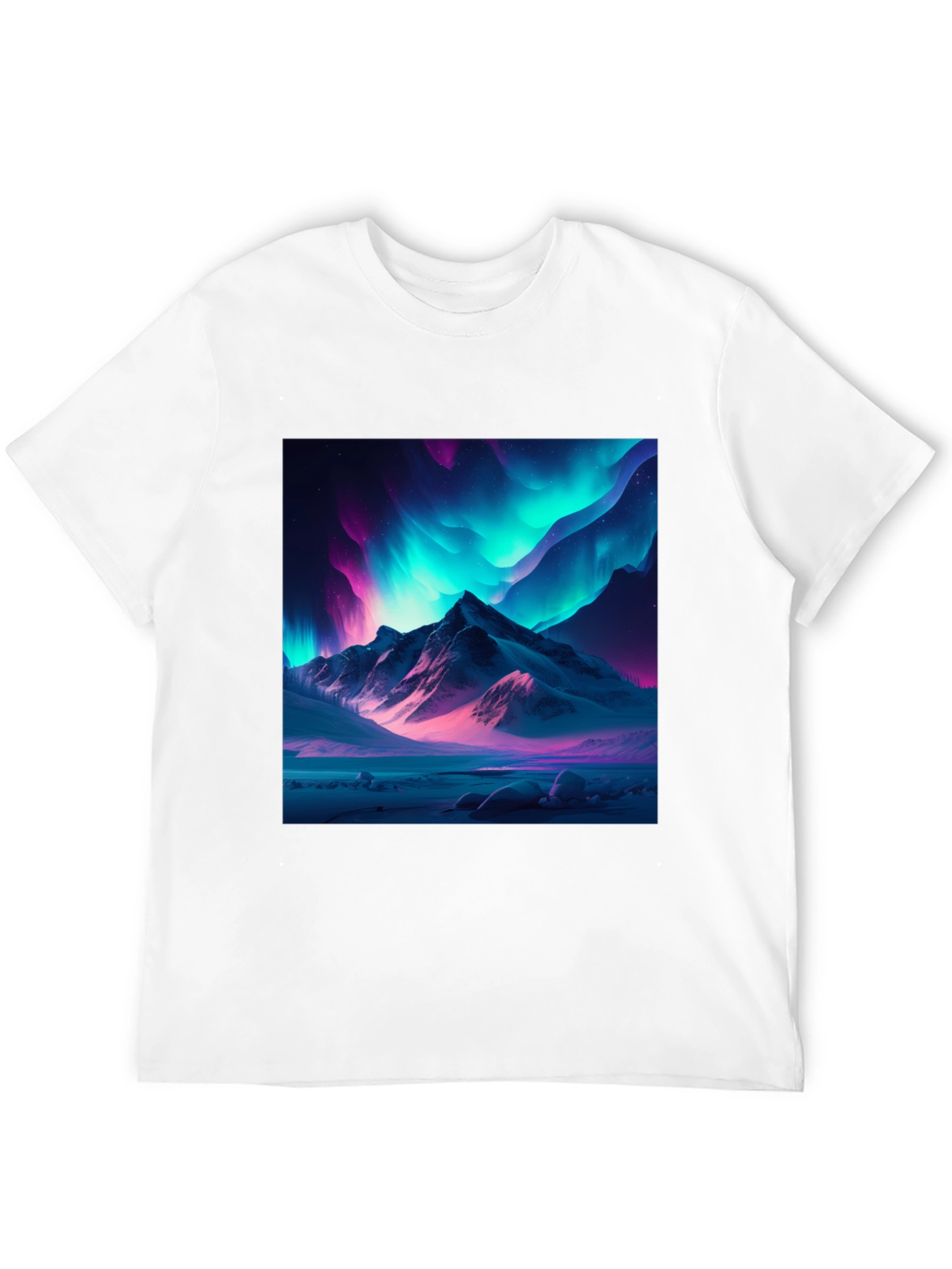 Black Aurora Mountain Graphic Tee - Black Cotton Blend view 12