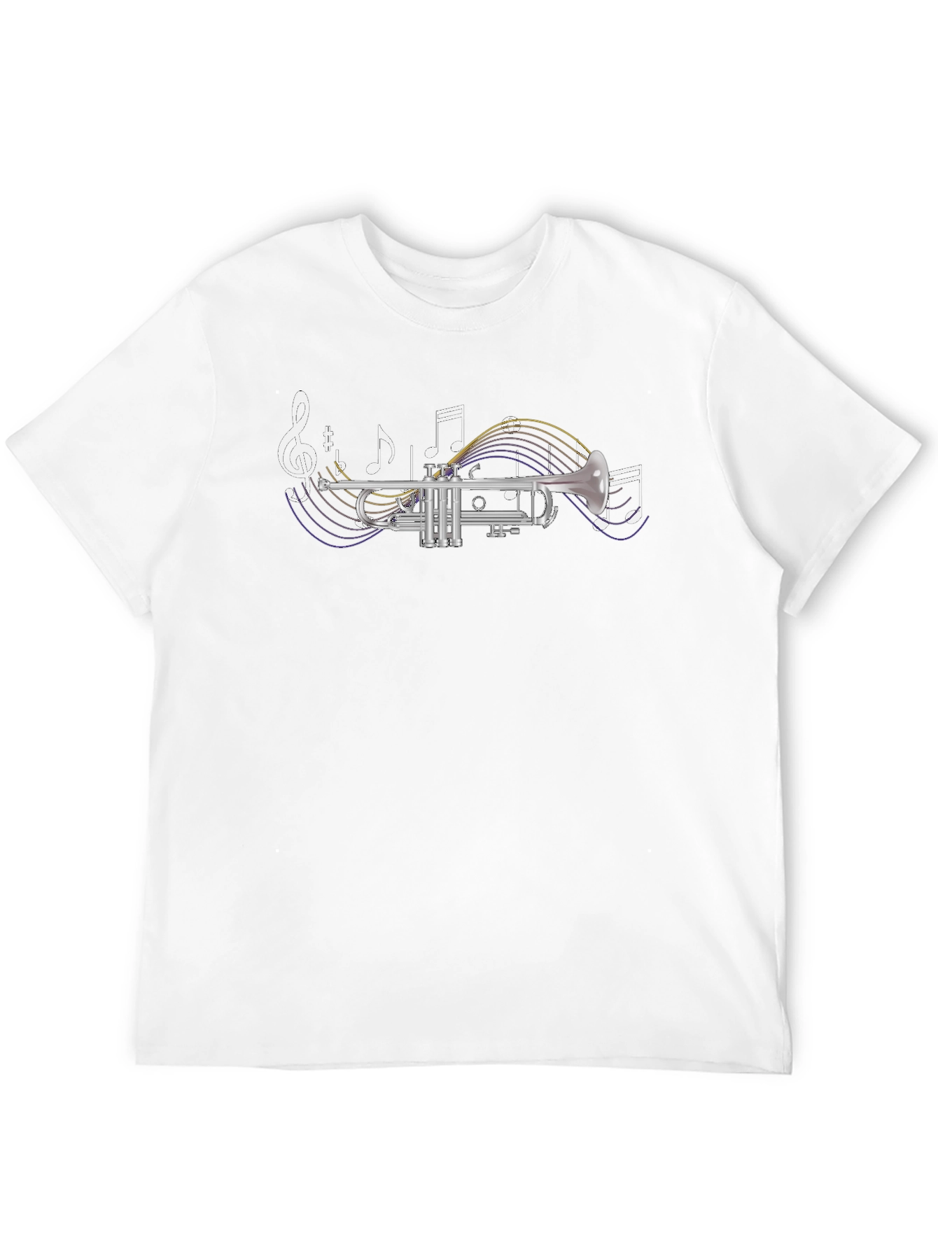 Black Trumpet & Music Notes Graphic T-Shirt view 12