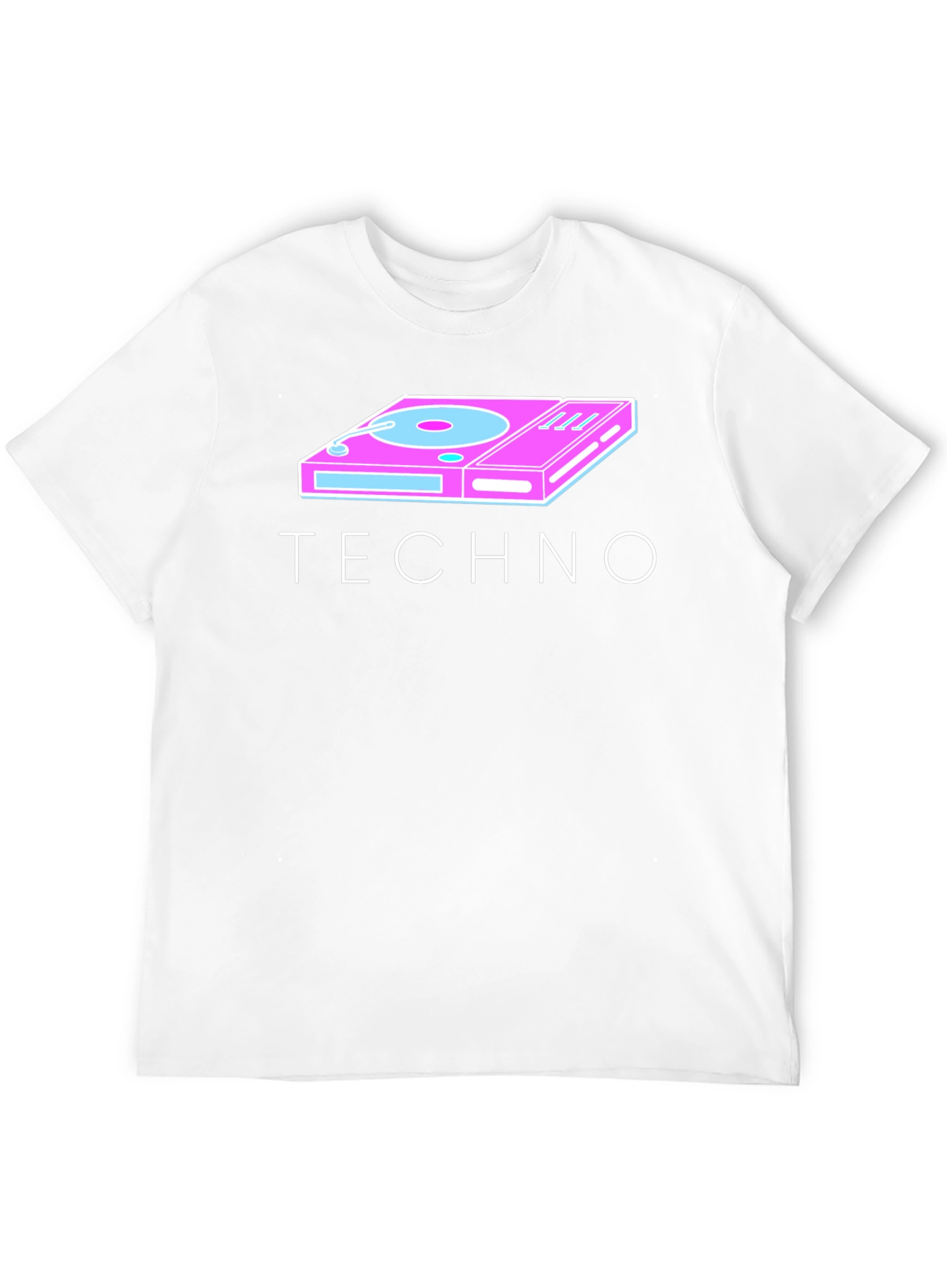 Black Retro Techno Turntable Graphic Tee - Black Cotton Blend view 12