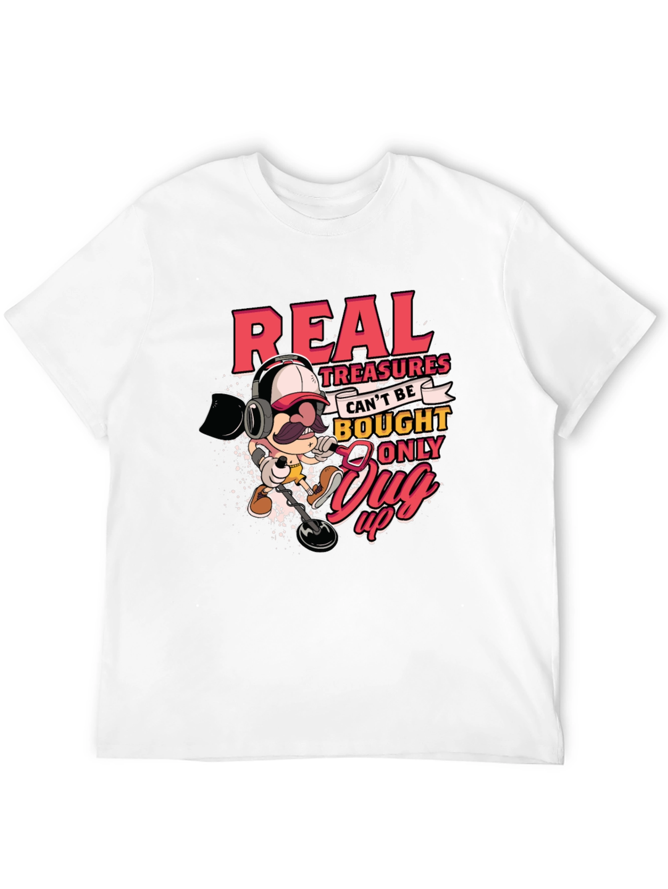 Black Real Treasures Funny Metal Detecting T-Shirt view 12