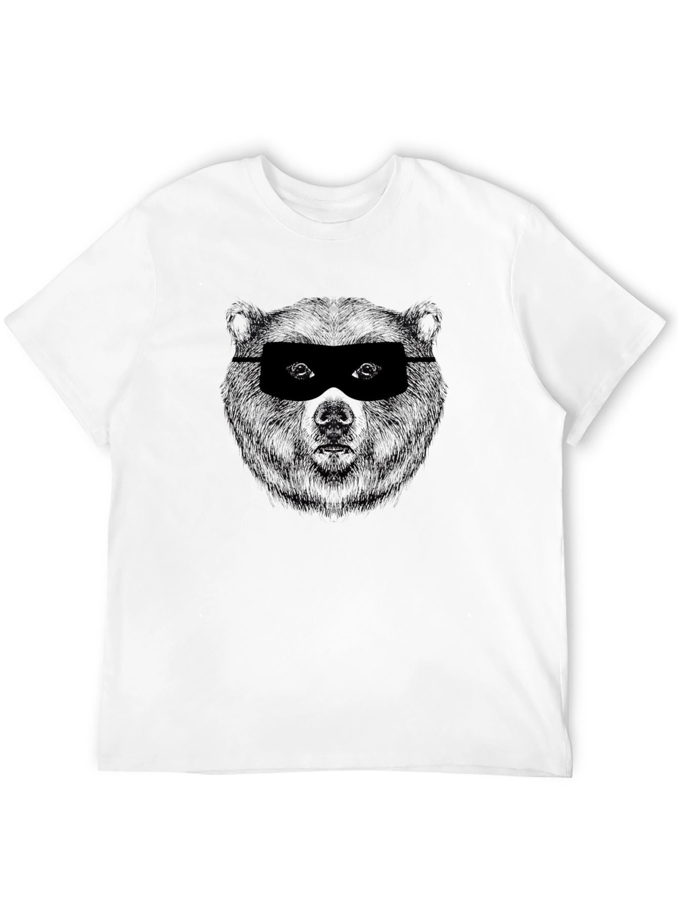 Black Men's Black Graphic Tee - Masked Bear Design view 12