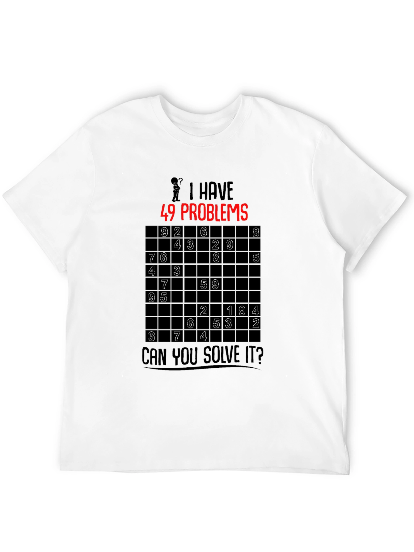 Black 49 Problems Sudoku Graphic T-Shirt view 12