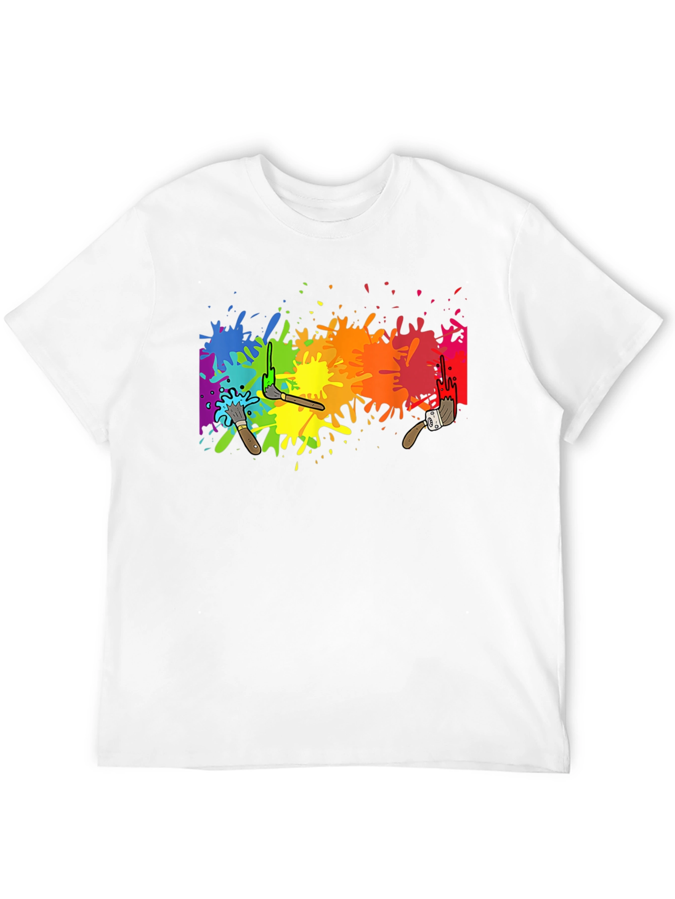 Black Rainbow Paint Splatter Graphic Tee - Artistic Black T-Shirt view 12