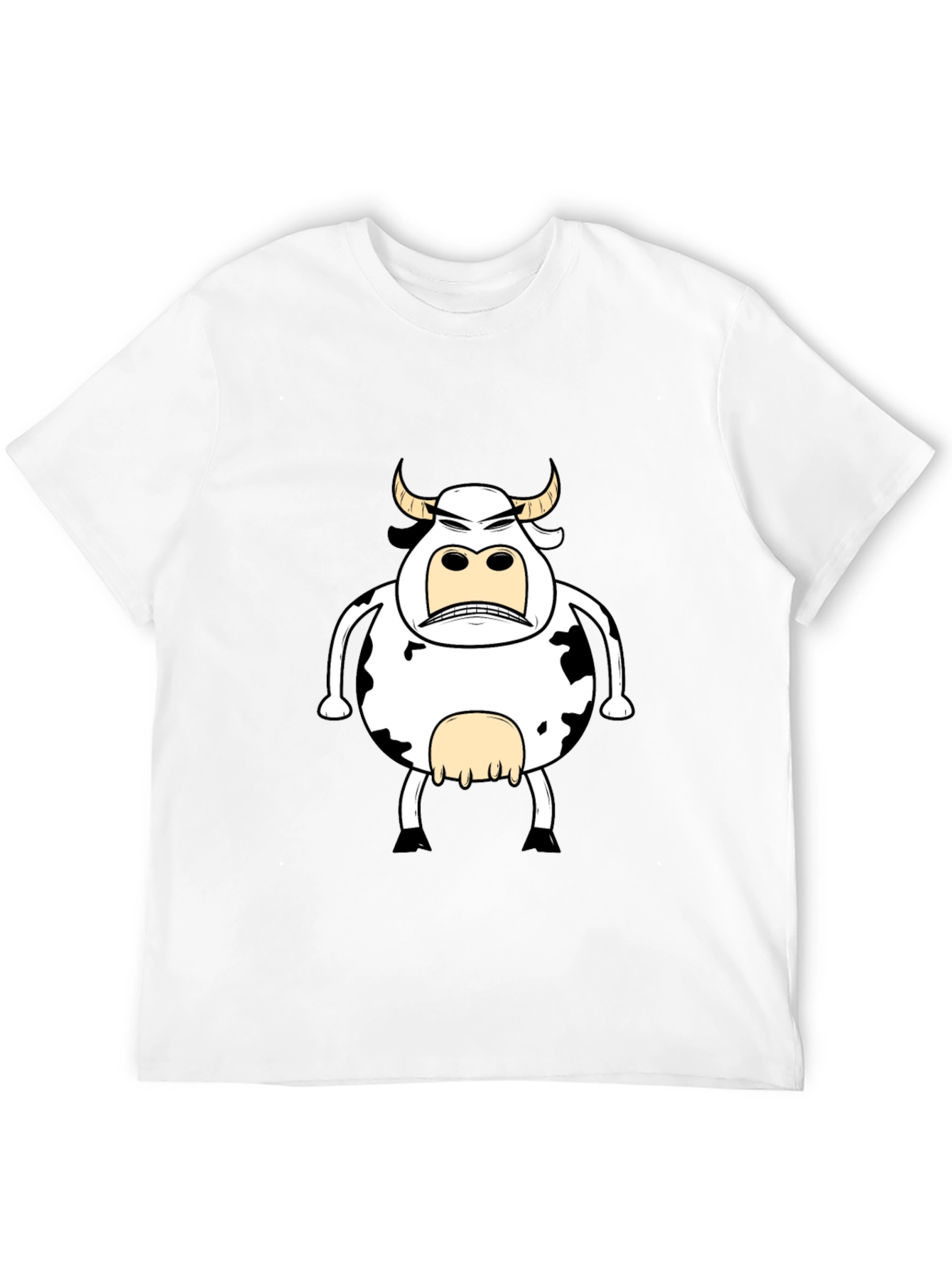 Black Funny Angry Cow Graphic T-Shirt - Black Cotton Tee view 12