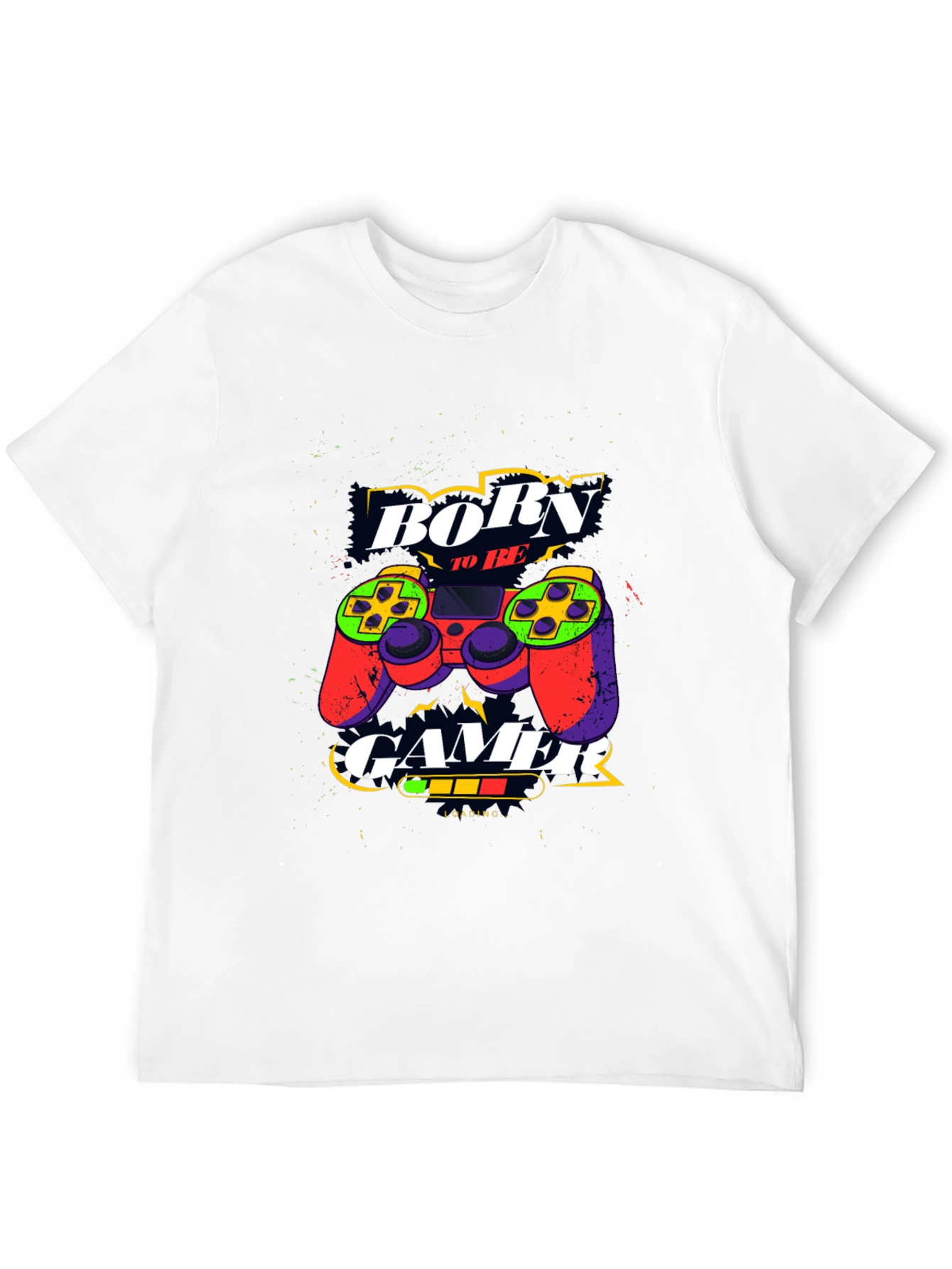 Black Born to be Gamer Black T-Shirt view 12