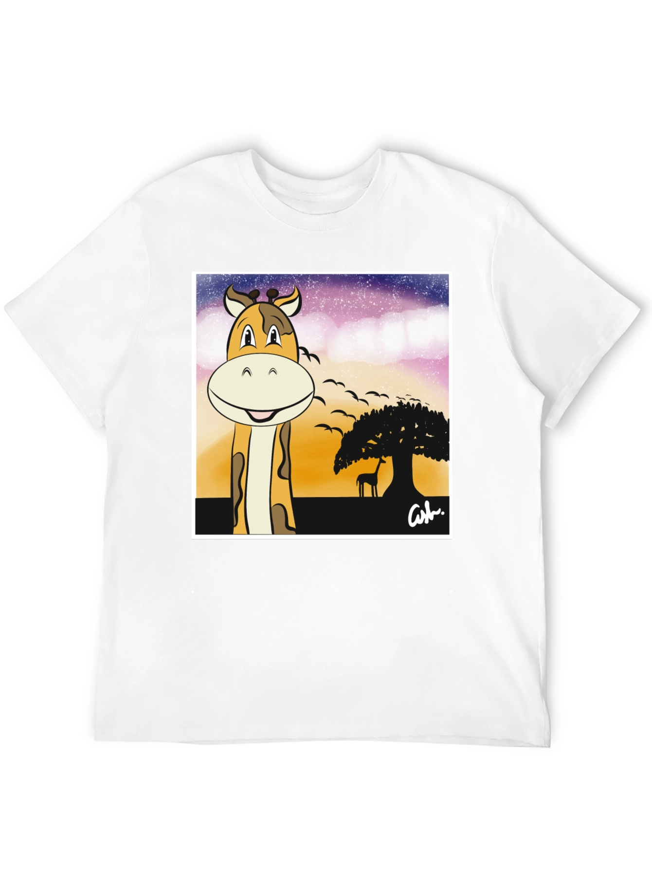Black Giraffe Safari T-Shirt - Cartoon Design view 12
