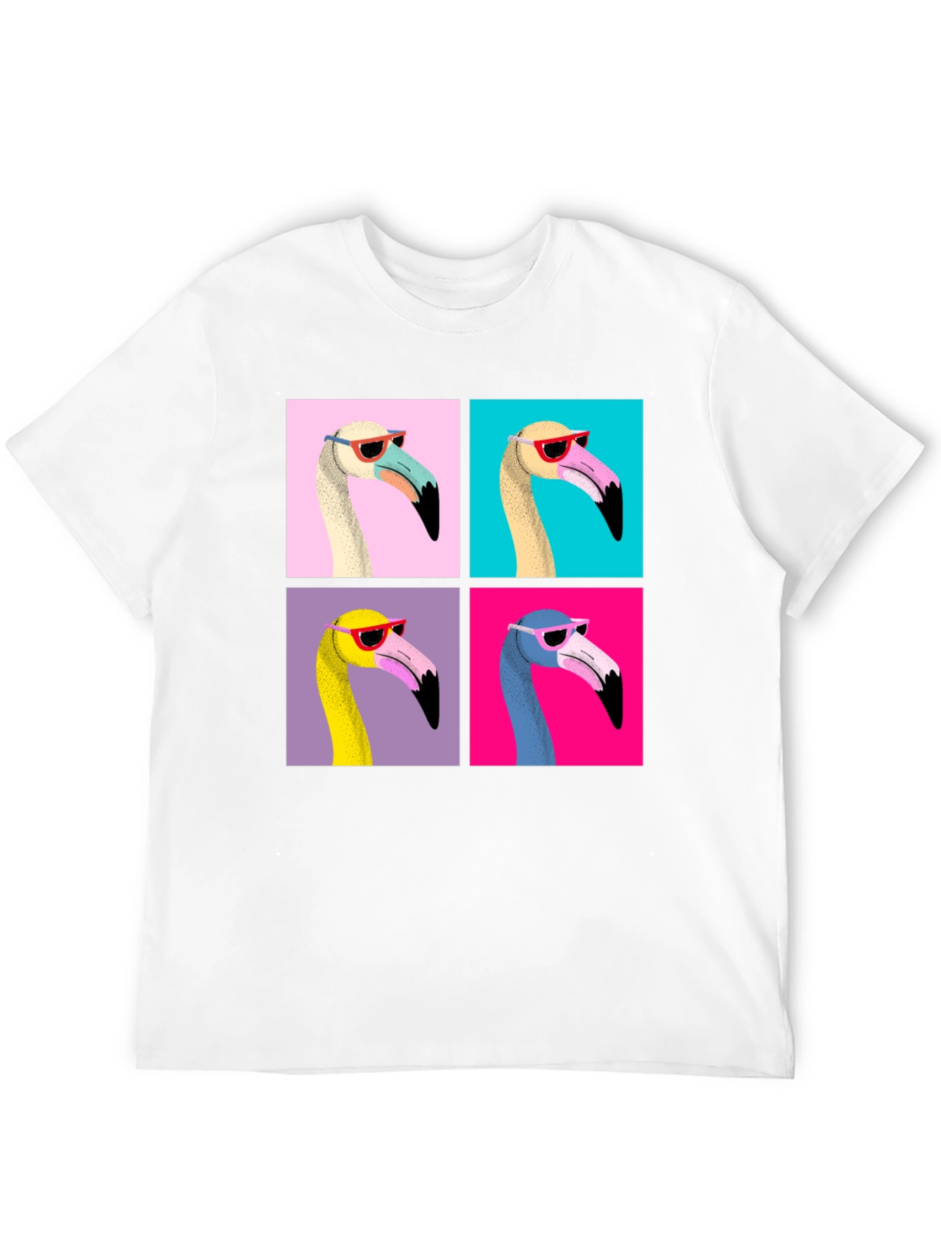 Black Funky Flamingo Pop Art Graphic T-Shirt view 12