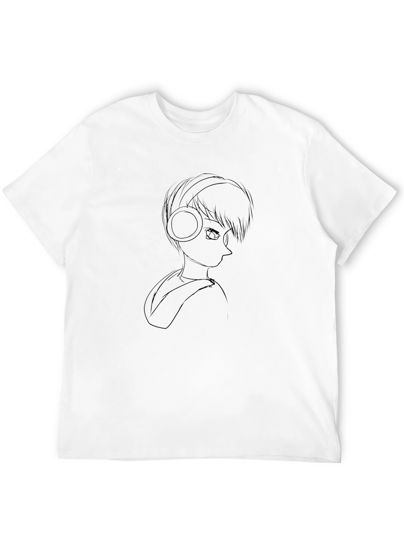 Black Anime Headphones Graphic Black T-Shirt view 12