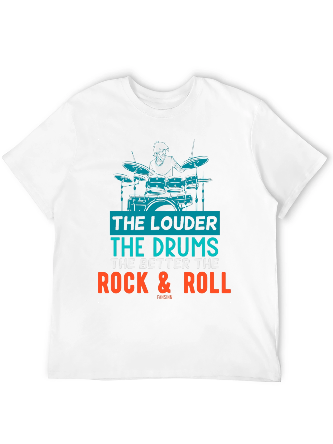 Black Rock & Roll Drummer Graphic T-Shirt view 12