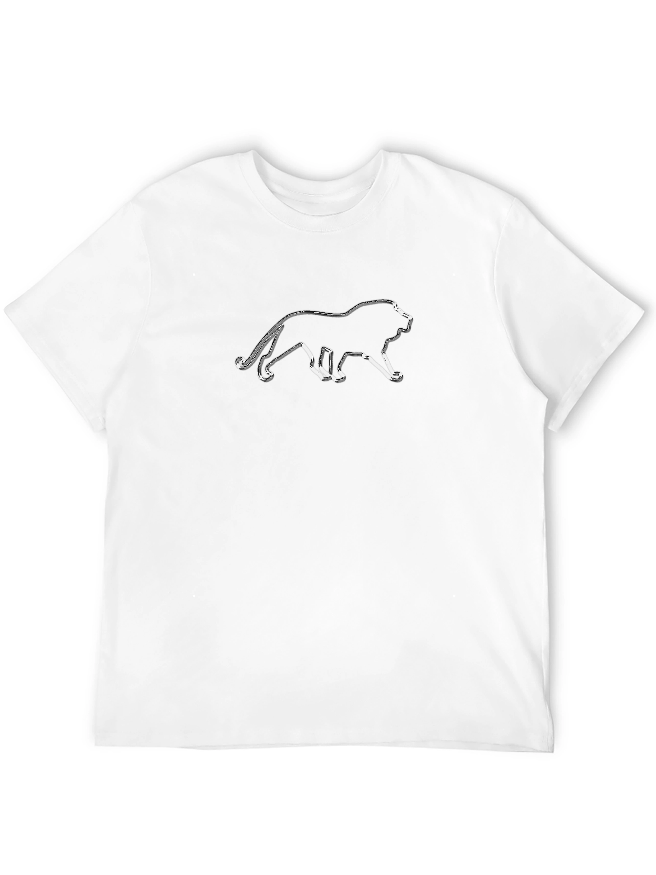Black Black Tee with Lion Outline Design view 12