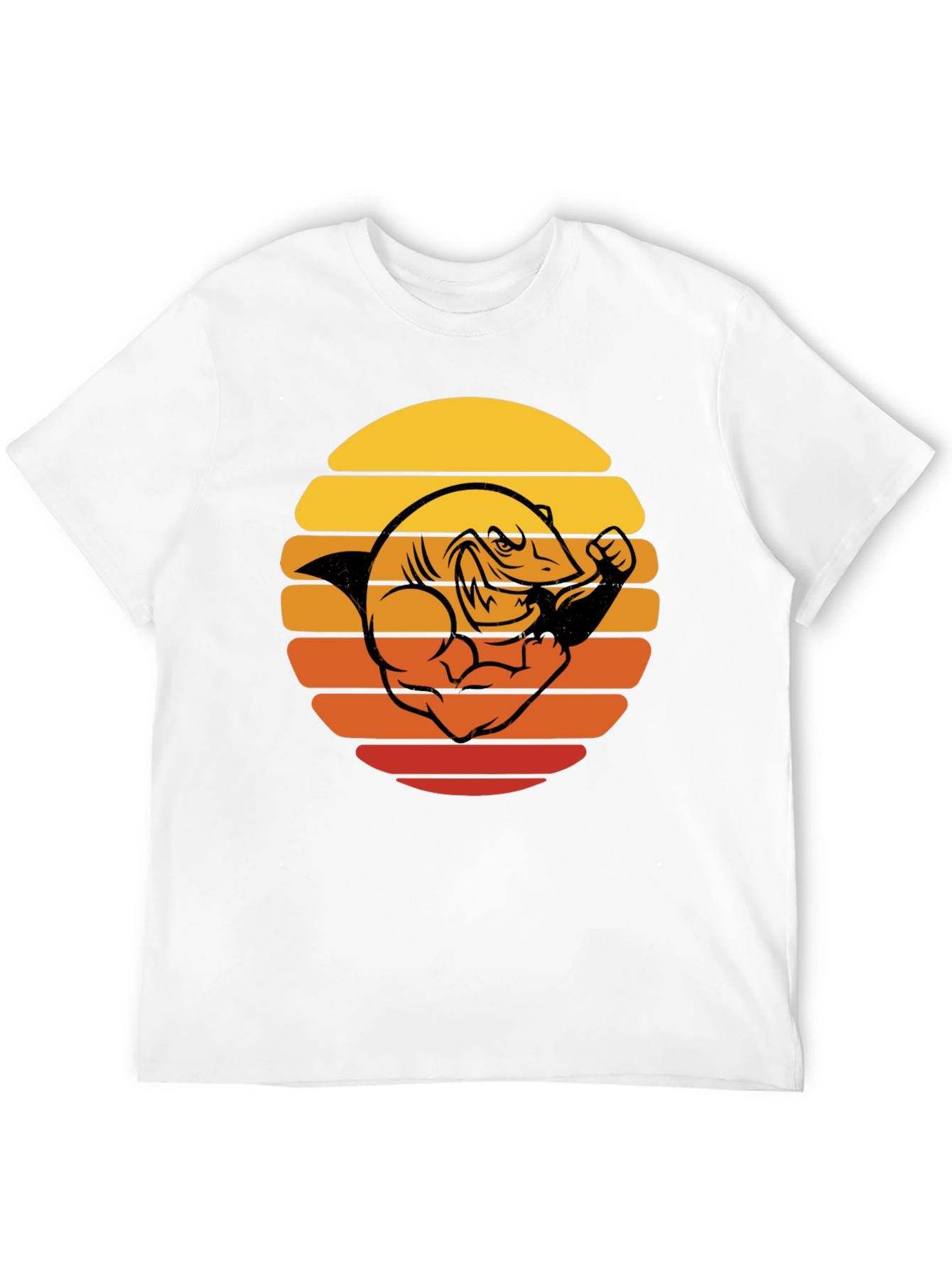 Black Retro Shark Gym T-Shirt - Vintage Style Workout Tee view 12