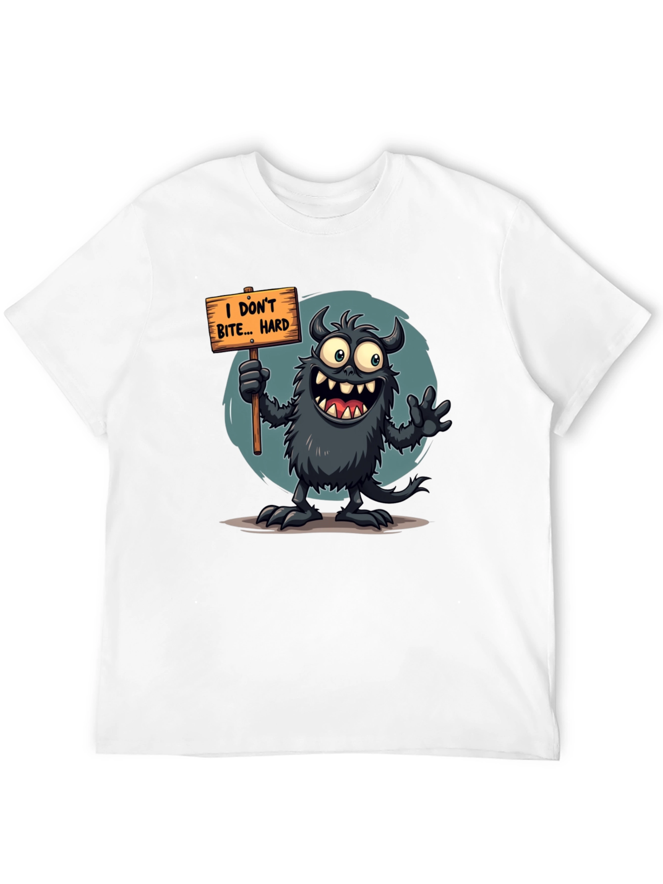 Black Funny Monster Graphic Tee - "I Don't Bite... Hard" view 12