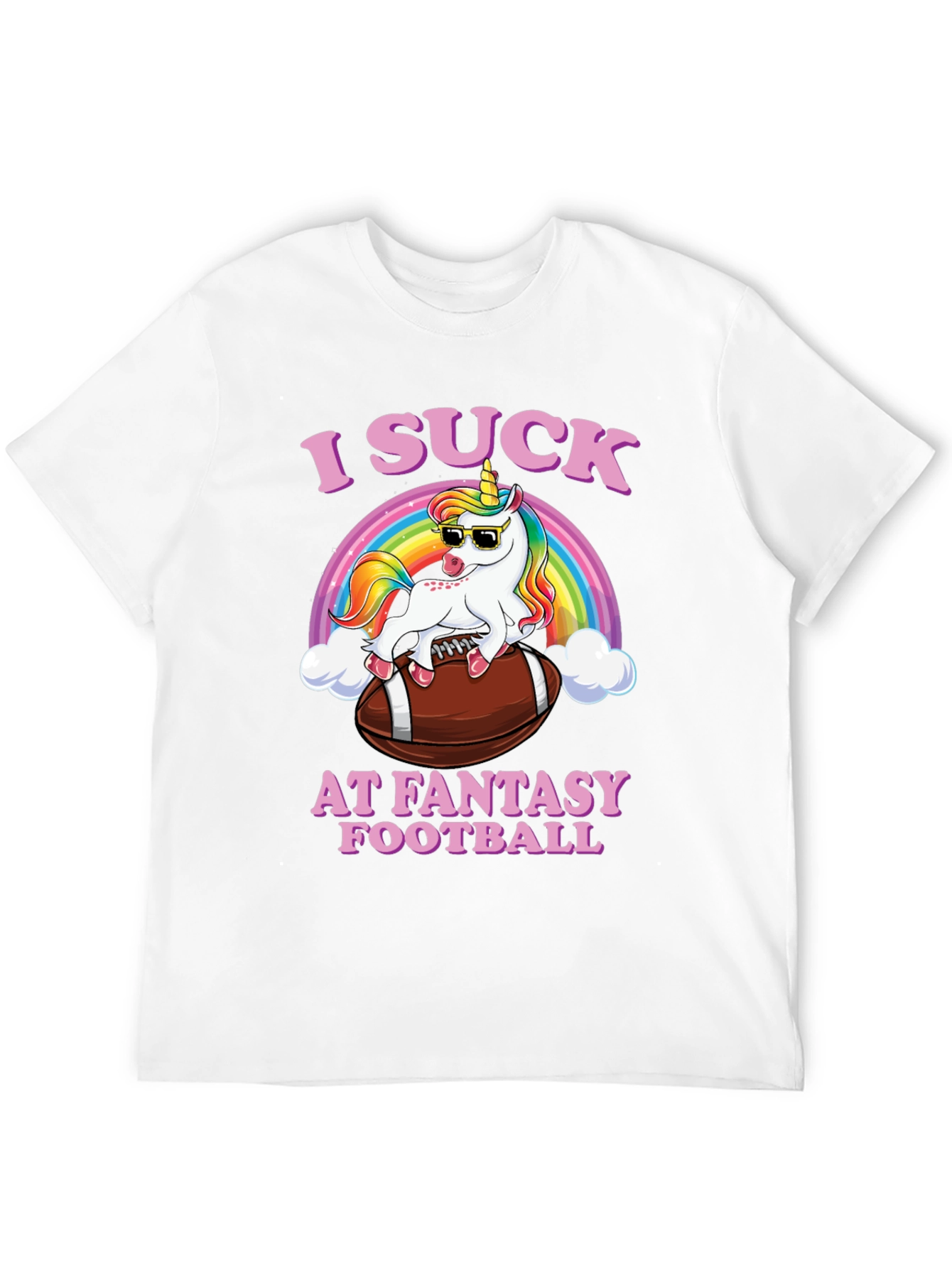 Black I Suck at Fantasy Football Unicorn T-Shirt view 12