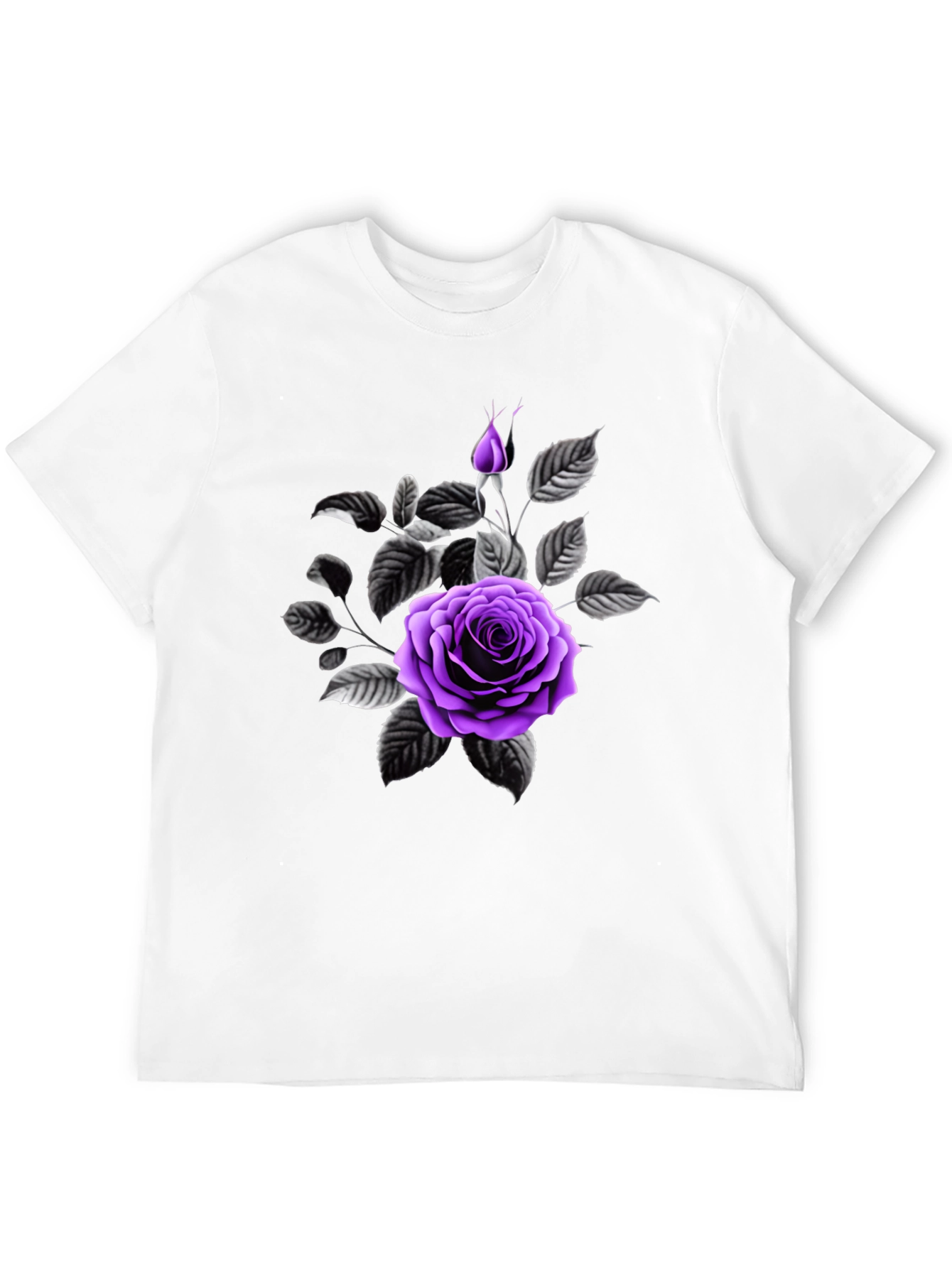 Black Black T-Shirt with Purple Rose Graphic view 12