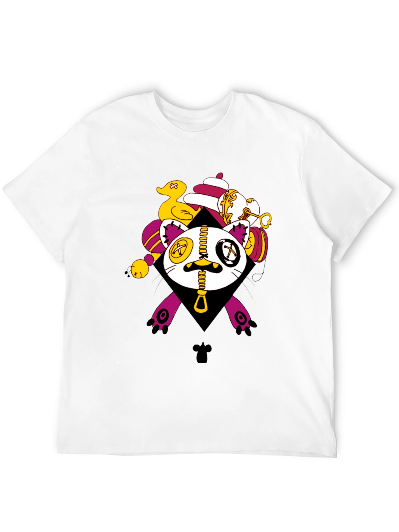 Black Novelty Cat T-Shirt - Unique Cartoon Design view 12