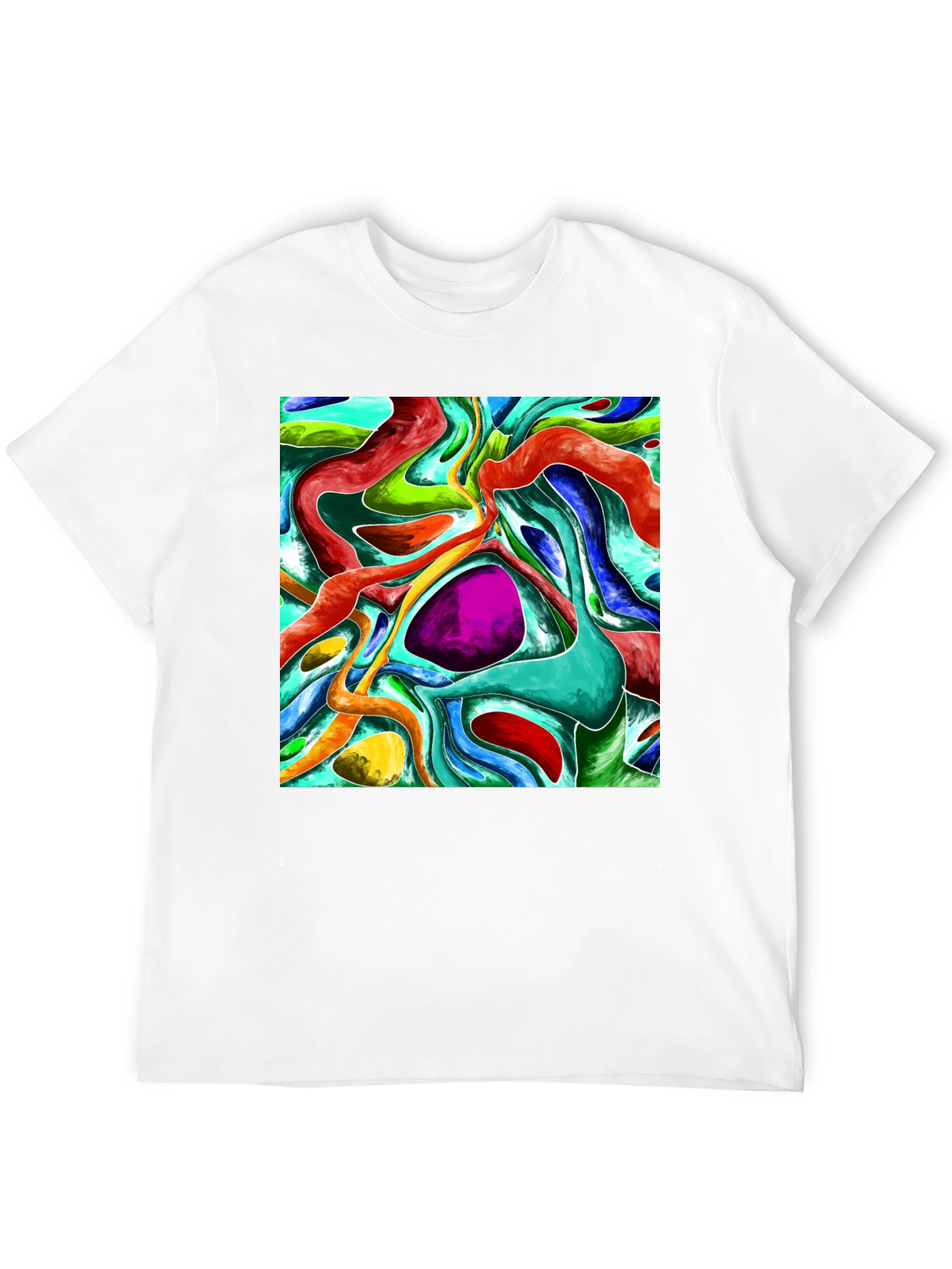 Black Abstract Fluid Art Graphic Tee - Vivid & Unique Design view 12