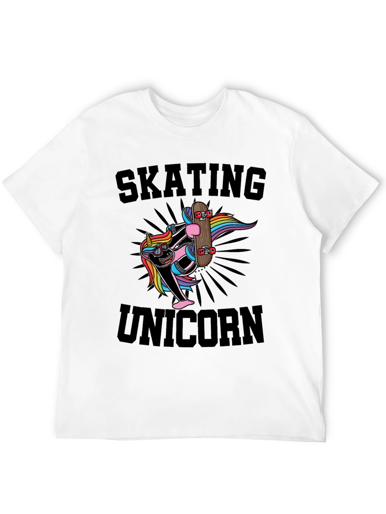 Black Skating Unicorn Black T-Shirt Cool Graphic Tee view 12