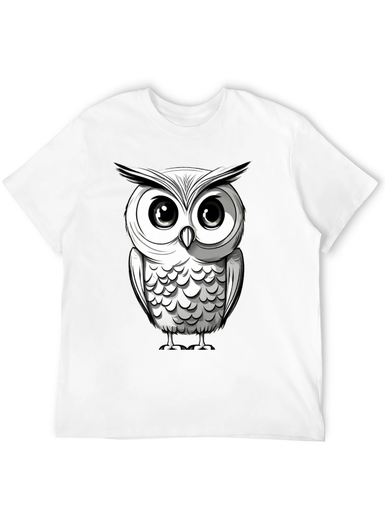 Black Owl Graphic Print Men's Black T-Shirt view 12