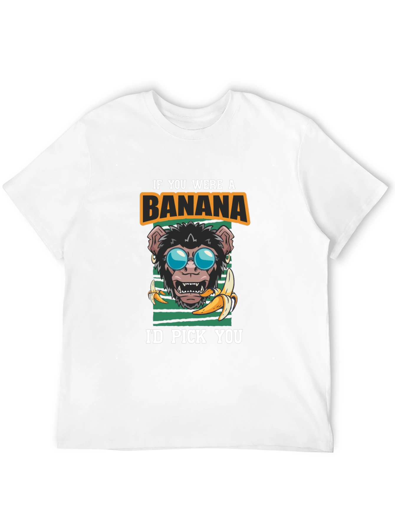 Black Funny Monkey Banana T-Shirt - I'd Pick You Graphic Tee view 12