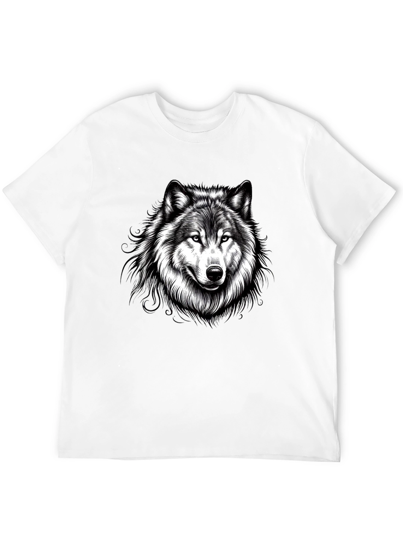 Black Black Wolf Graphic Print Men's T-Shirt view 12