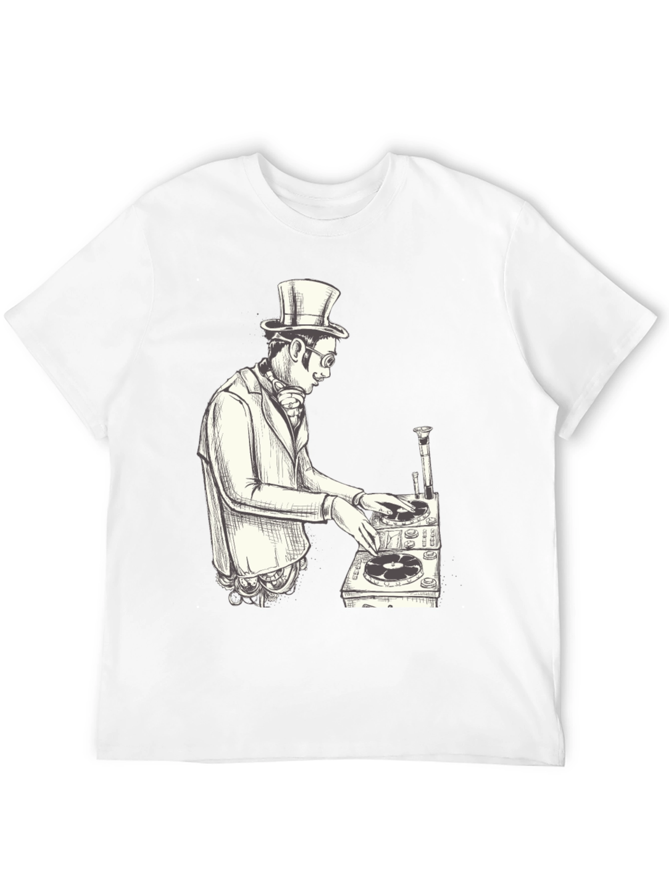 Black Steampunk DJ Graphic T-Shirt - Black view 12