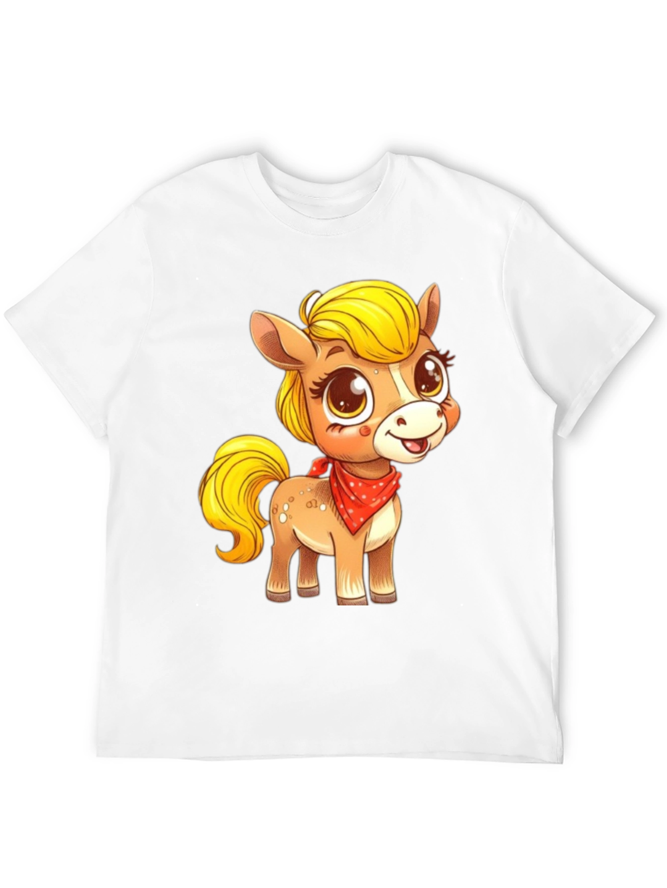Black Cute Pony Cartoon Graphic Black T-Shirt view 12