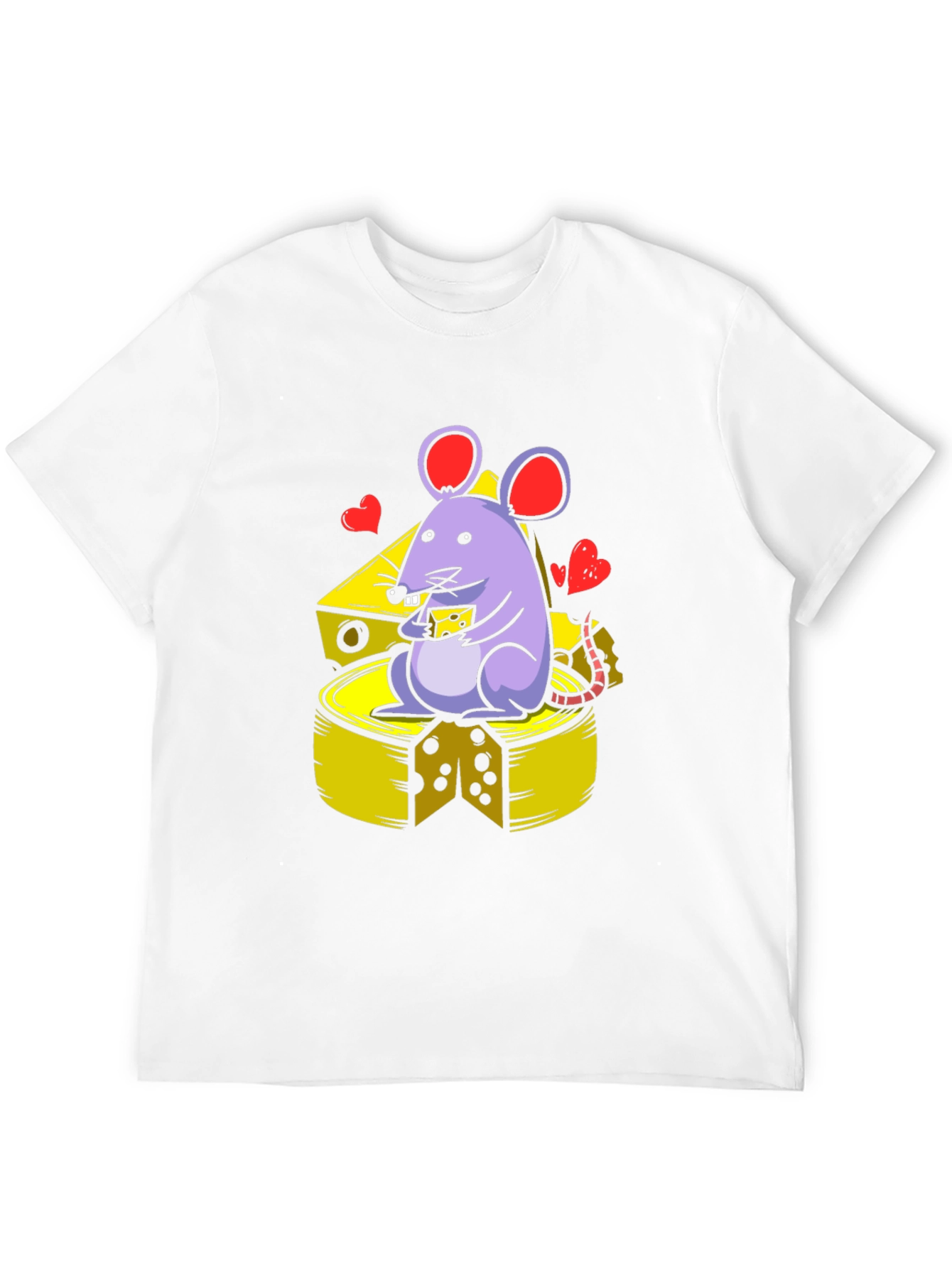 Black Funny Mouse & Cheese Graphic Tee - Unisex Black T-Shirt view 12