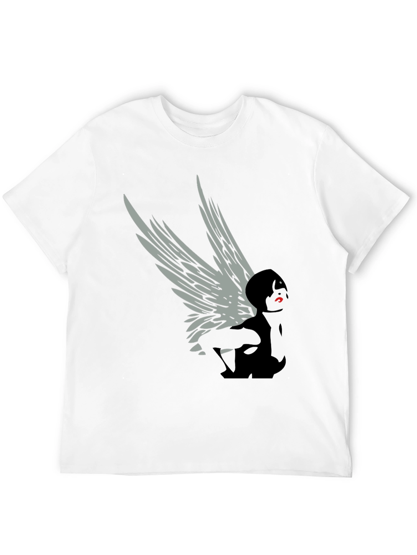 Black Winged Figure Graphic Tee - Stylish Black T-Shirt view 12