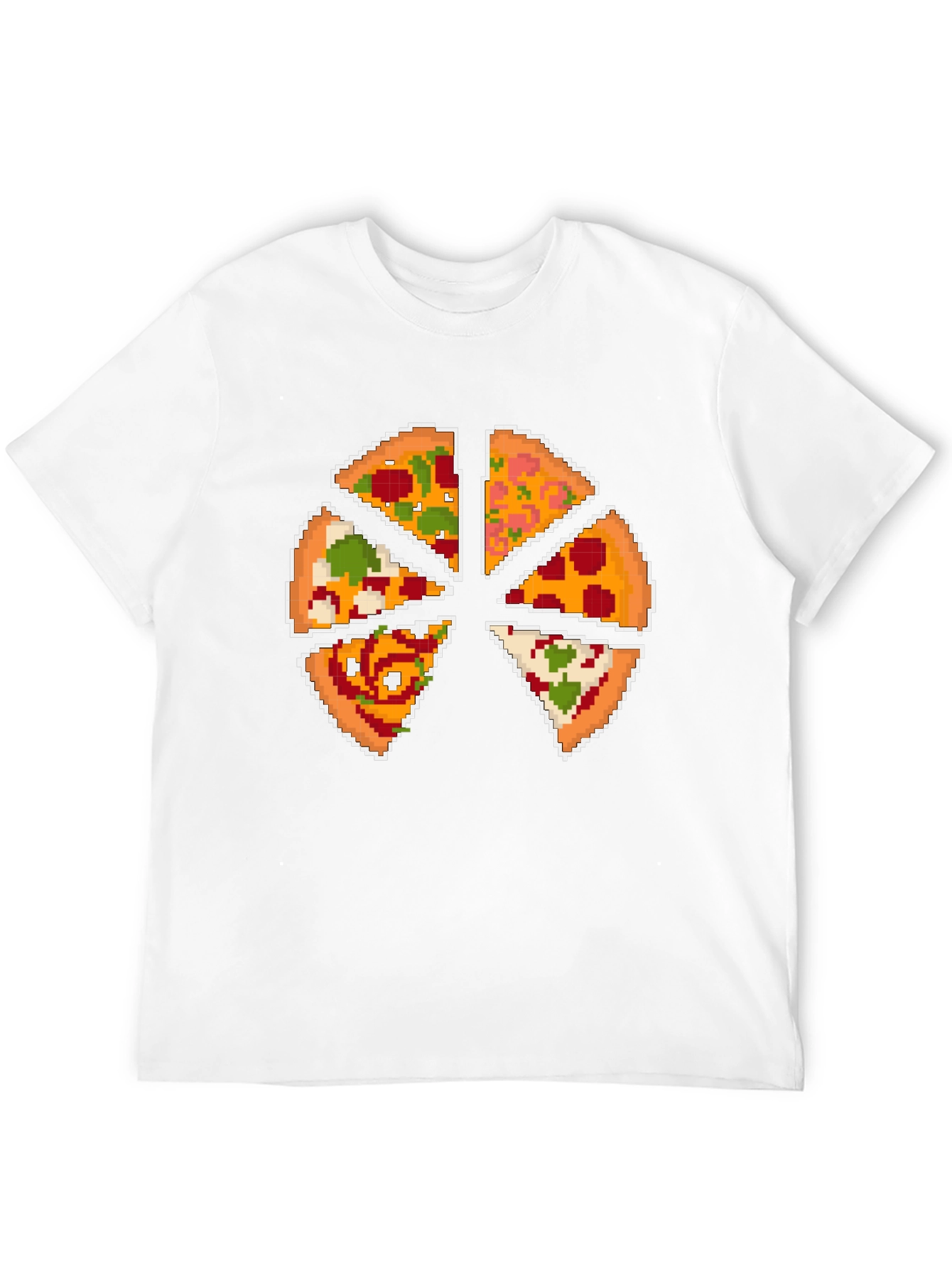 Black Pixel Pizza Slice Graphic T-Shirt - Fun Novelty Tee view 12