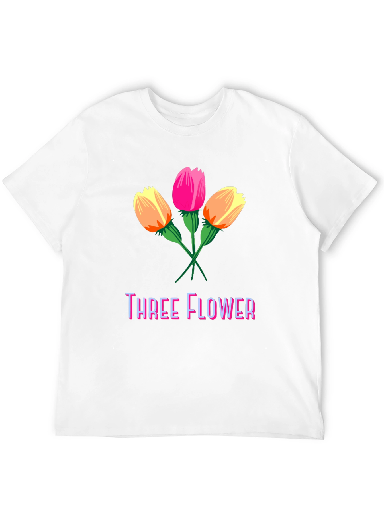 Black Three Flower Graphic T-Shirt - Stylish Cotton Tee view 12