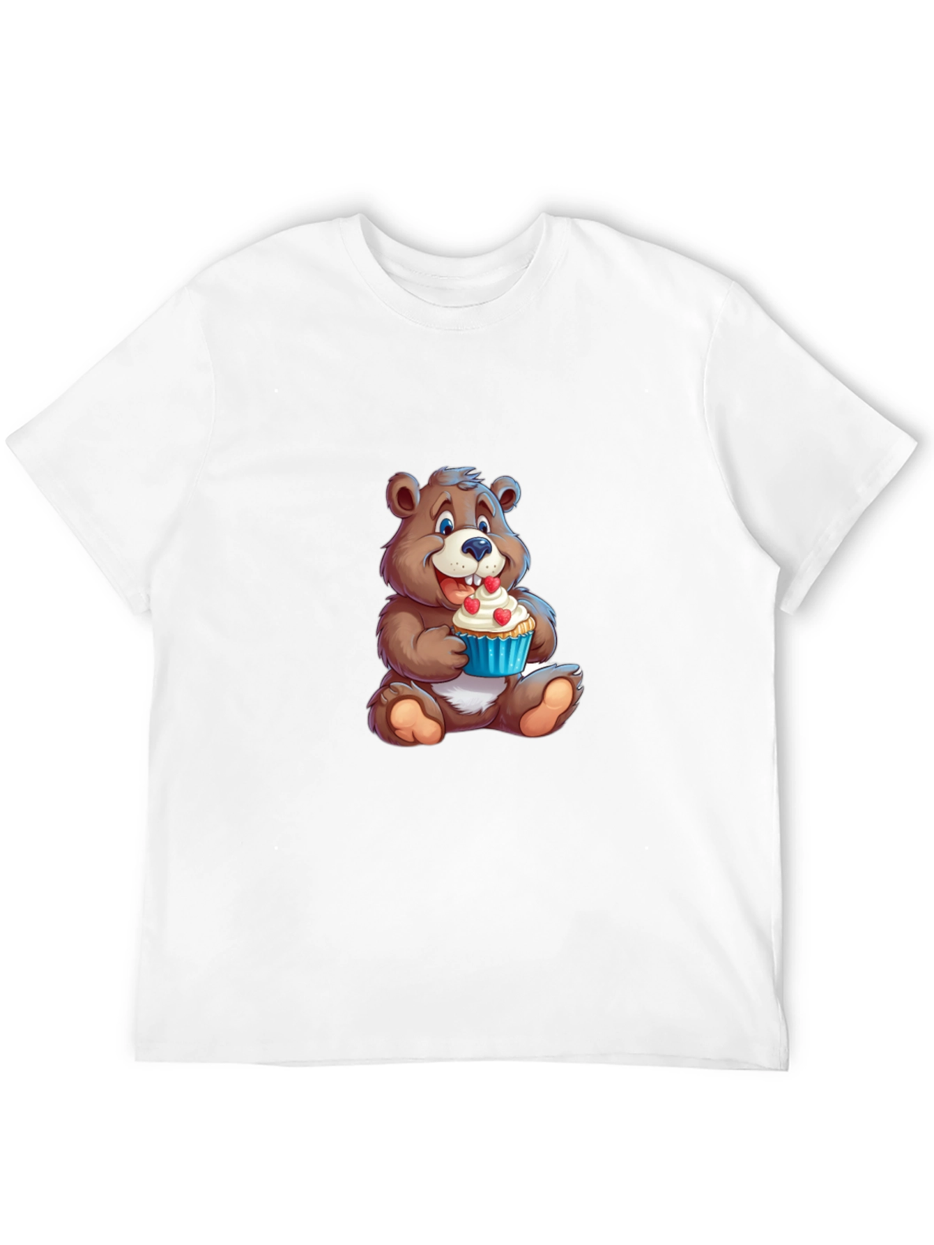 Black Cute Bear Cupcake Graphic T-Shirt - Black view 12