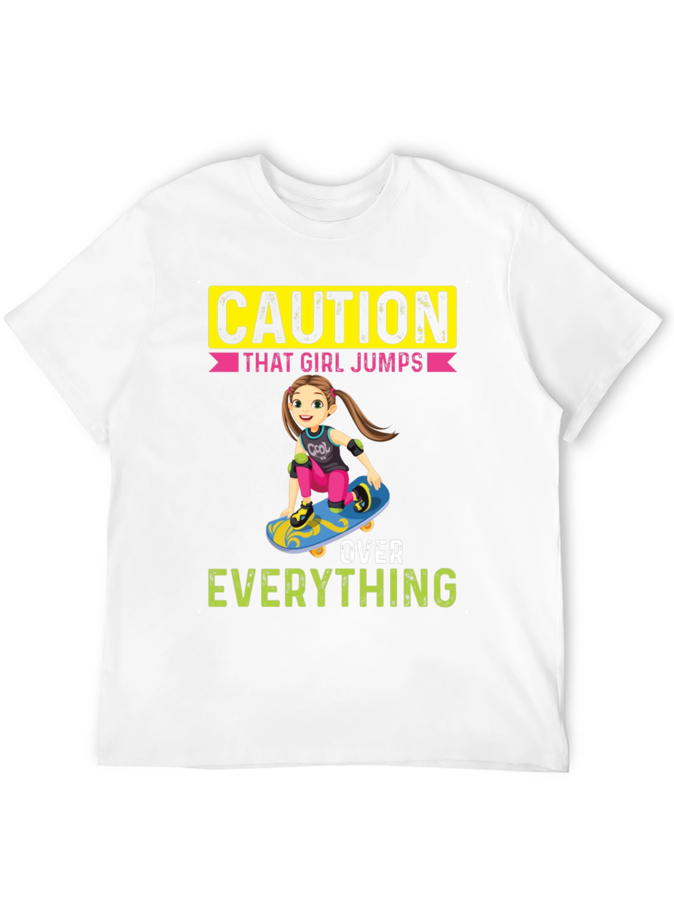 Black Caution: That Girl Jumps Over Everything Graphic Tee view 12