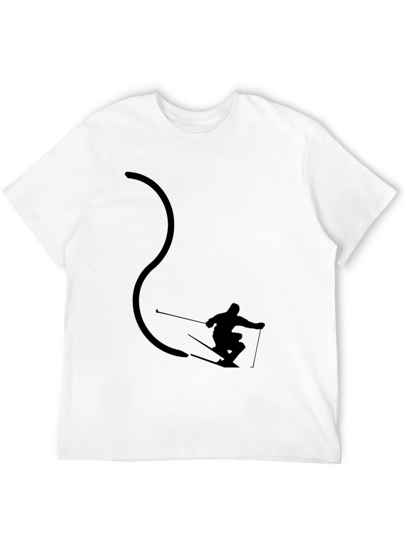 Black Cool Skier Silhouette Black Graphic Tee view 12