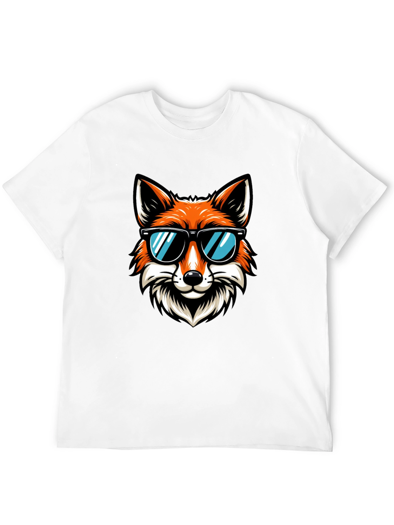 Black Cool Fox Graphic T-Shirt - Black Cotton Tee view 12