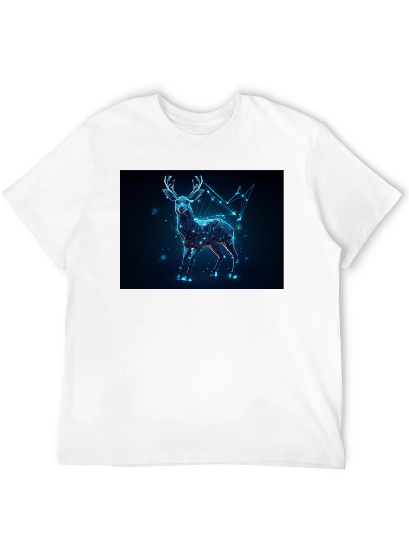 Black Geometric Deer Graphic Tee - Black Crew Neck view 12