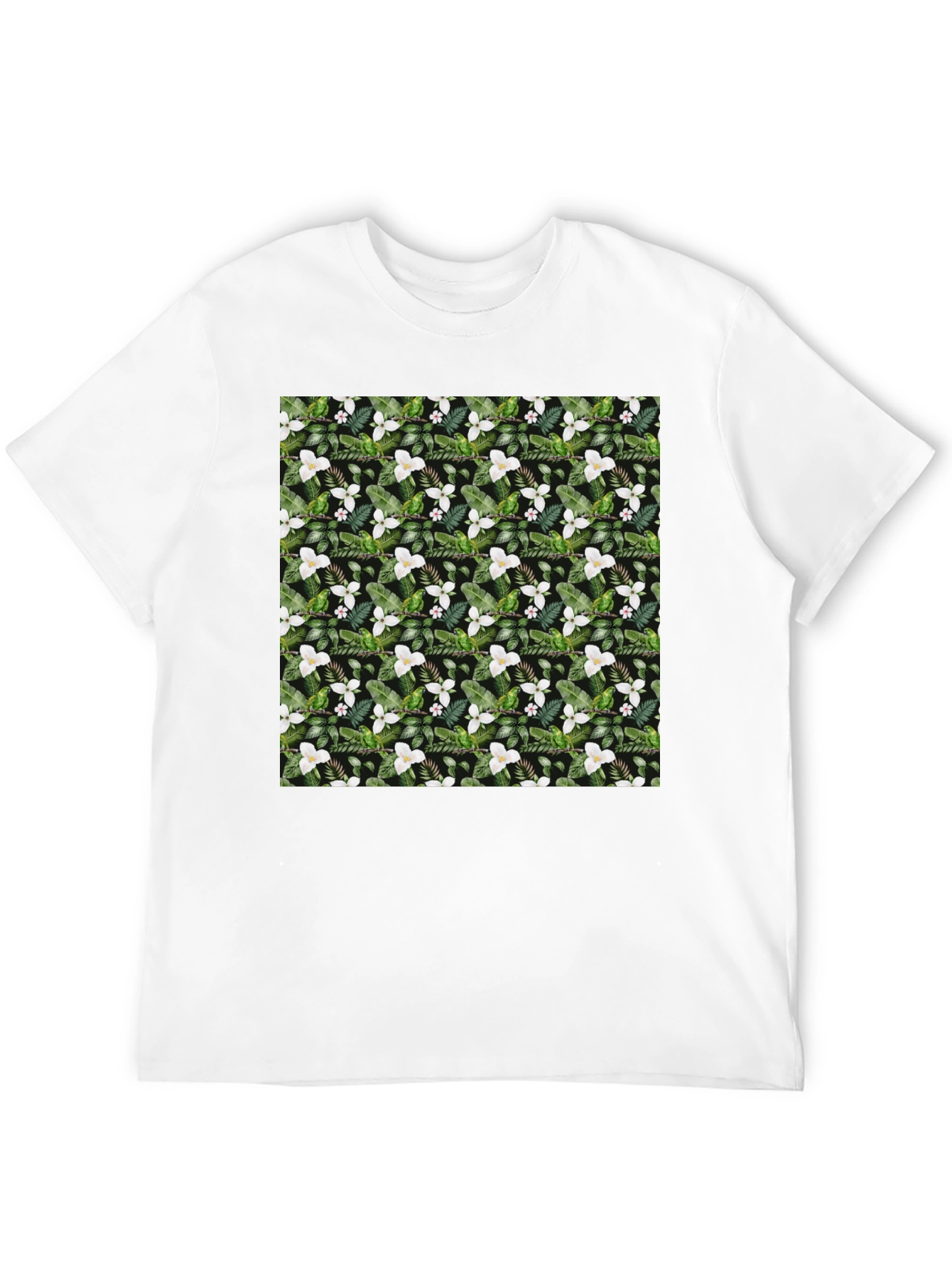 Black Floral Print T-Shirt - Botanical Design view 12