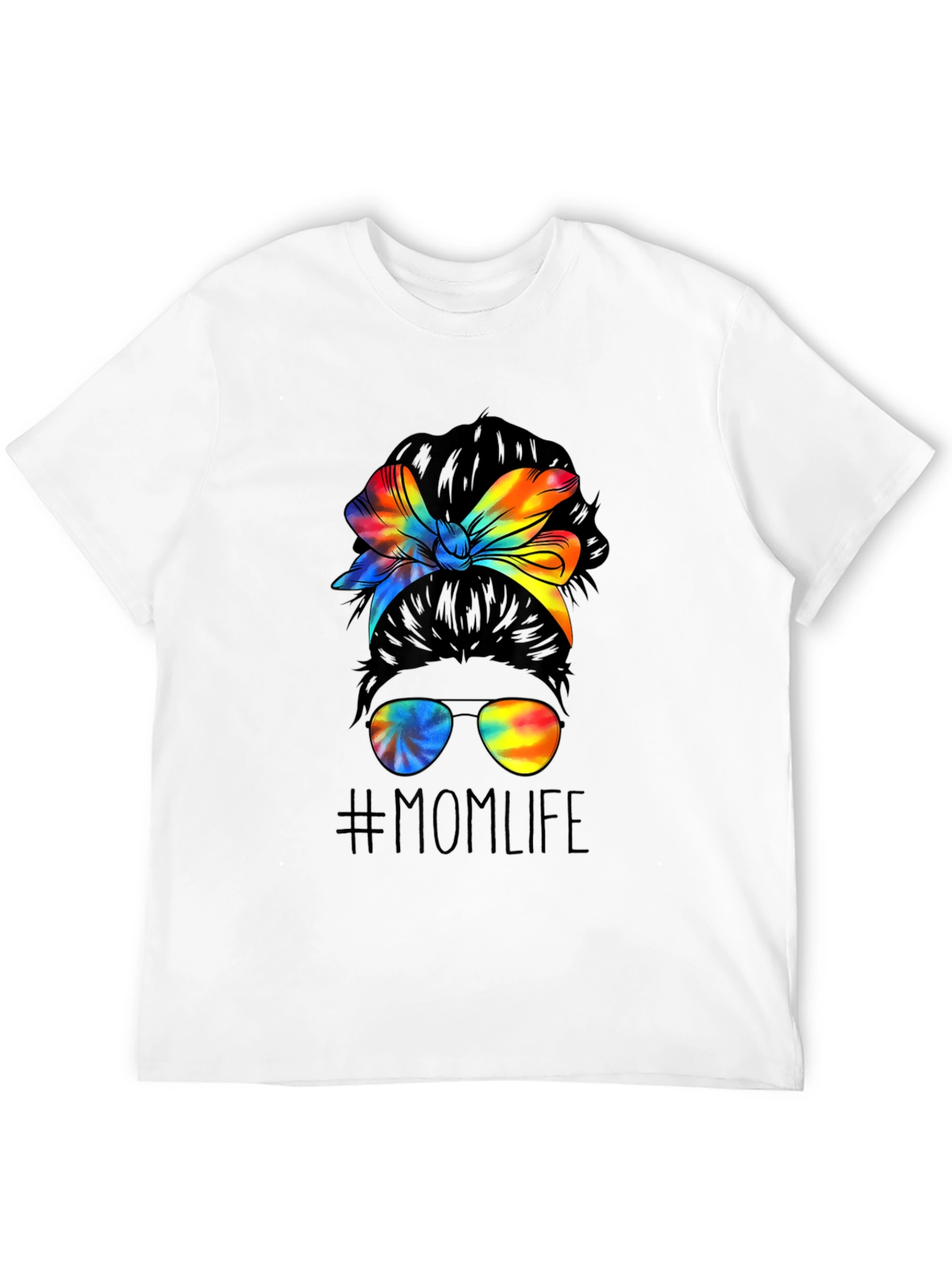 Black Mom Life Tie Dye Messy Bun Graphic Tee view 12