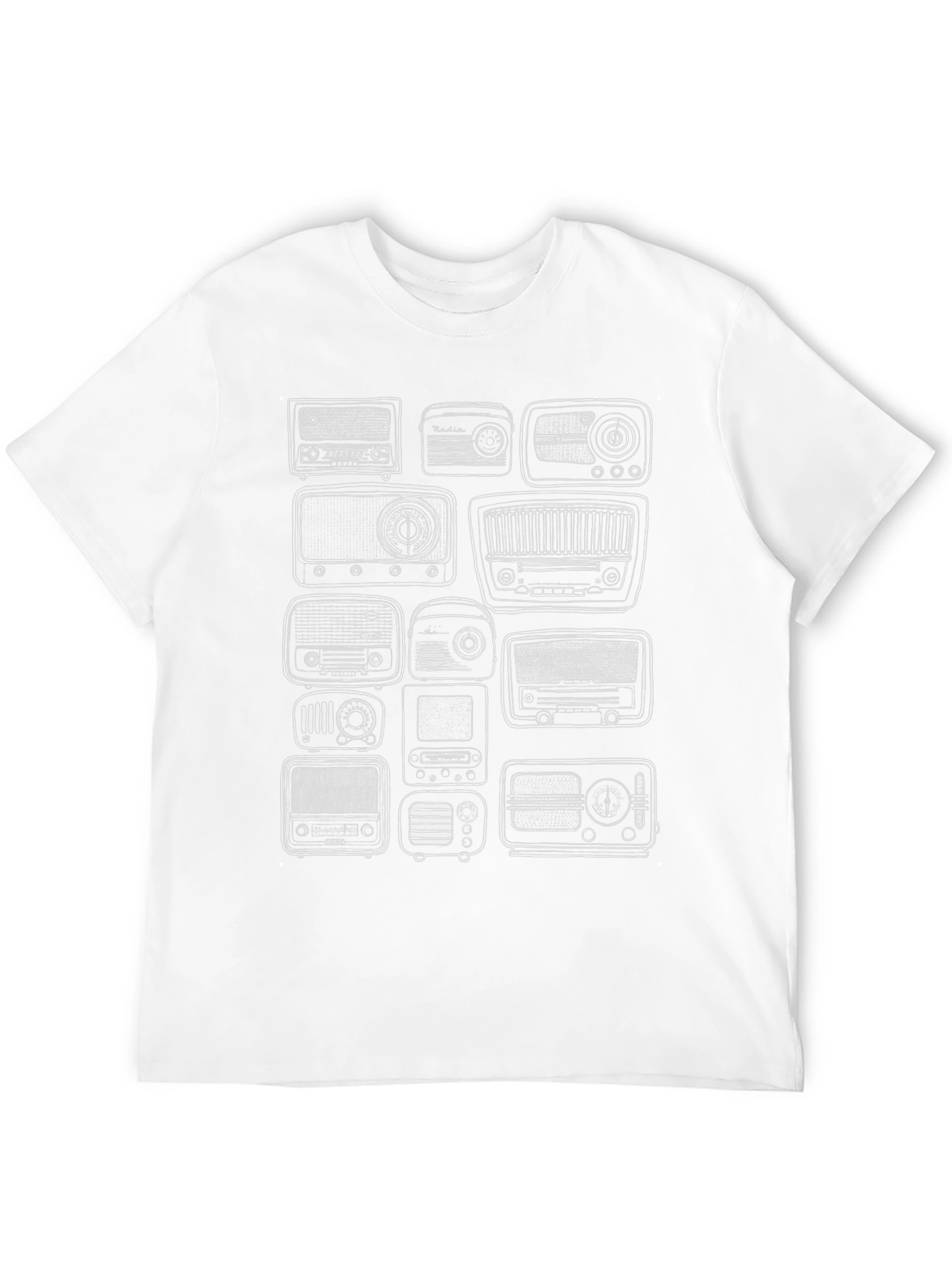 Black Vintage Radio Print Black T-Shirt view 12