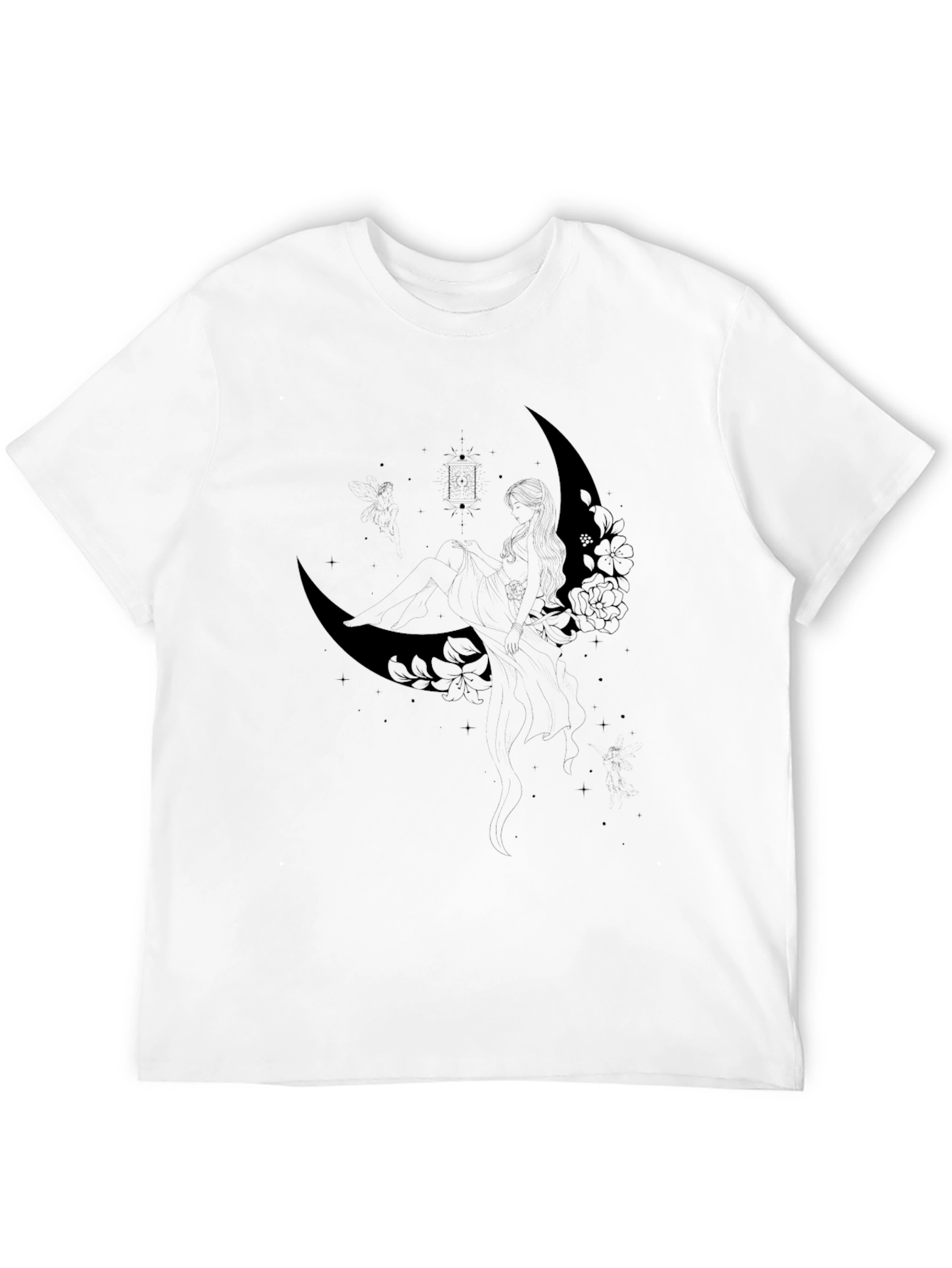 Black Black Floral Crescent Moon Graphic T-Shirt view 12
