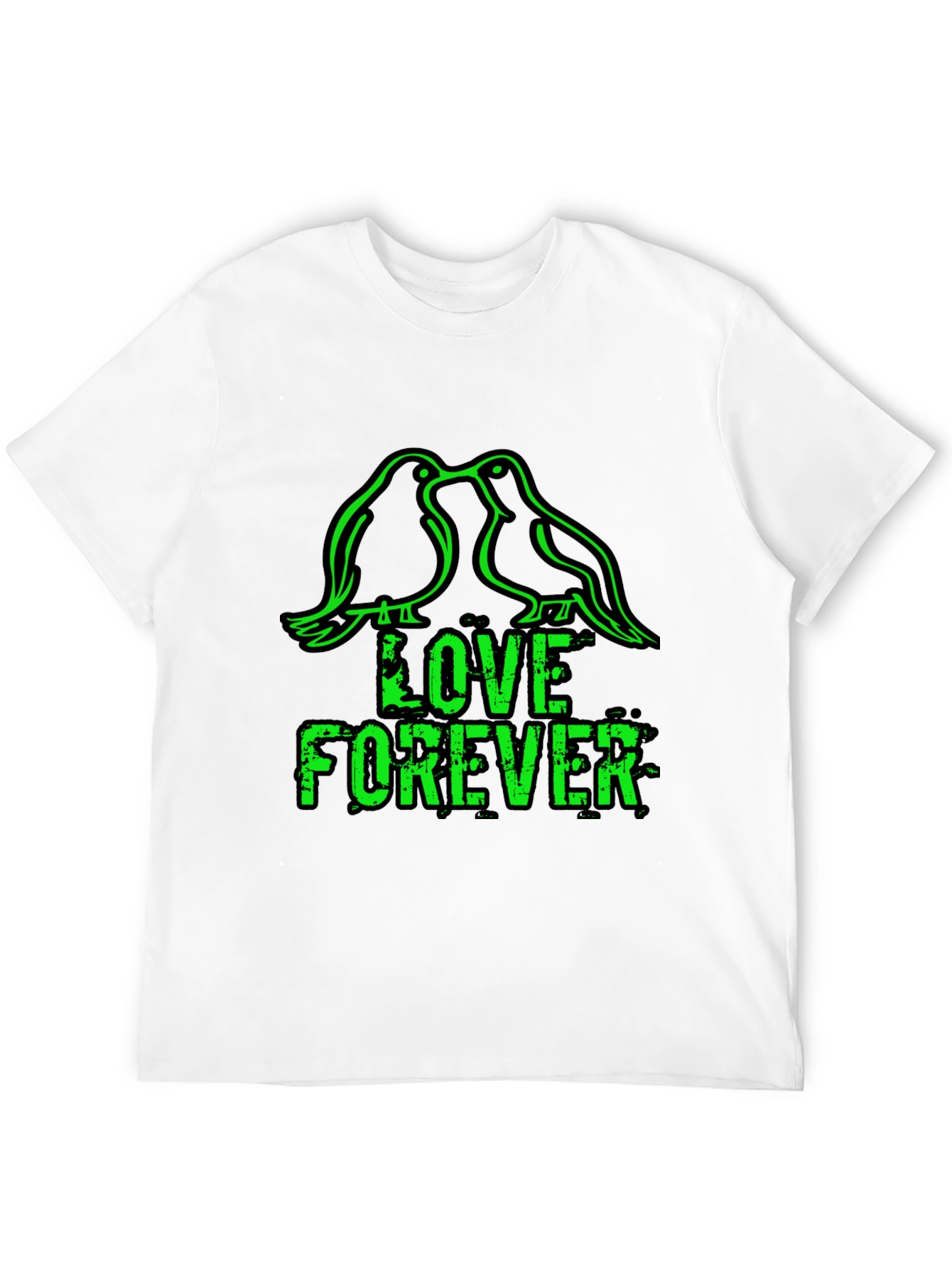 Black Love Forever T-Shirt - Birds & Grunge Style view 12