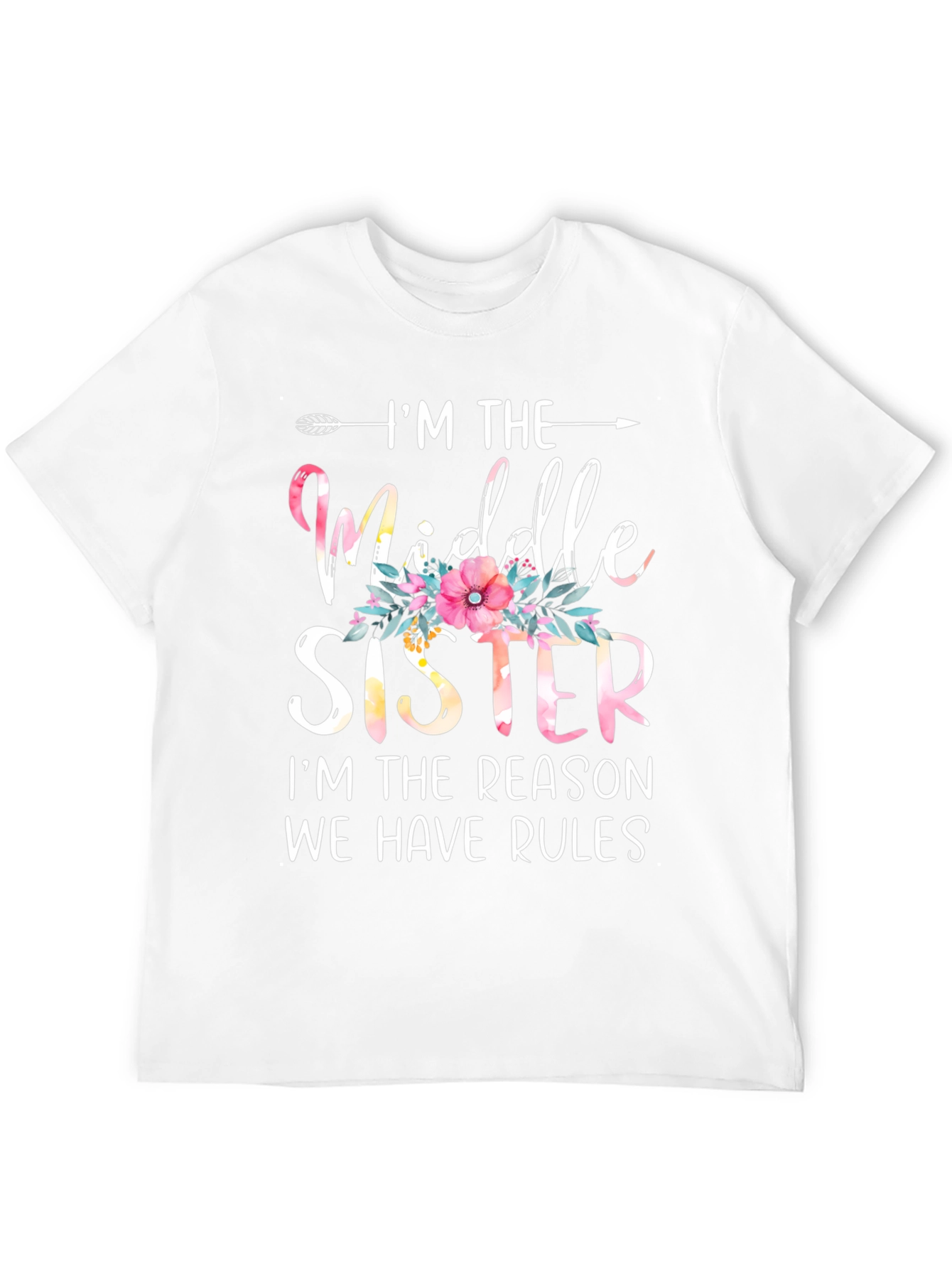 Black Middle Sister T-Shirt - Floral Accent view 12