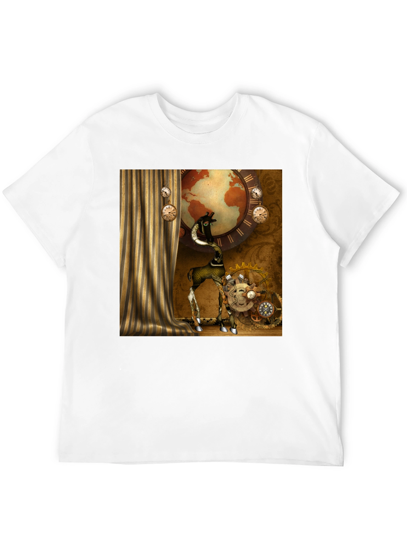 Black Steampunk Giraffe T-Shirt view 12