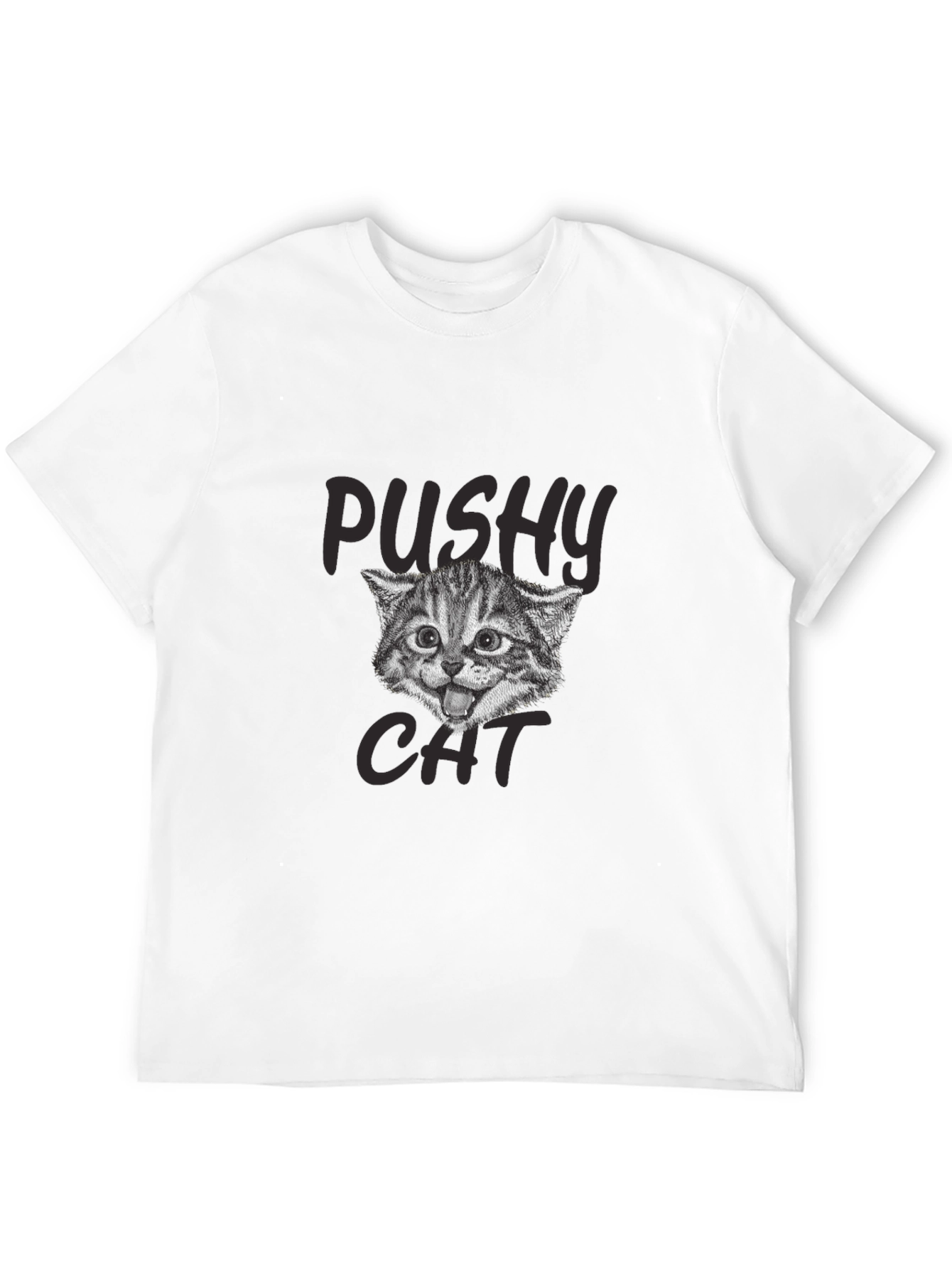 Black Pushy Cat Graphic T-Shirt view 12