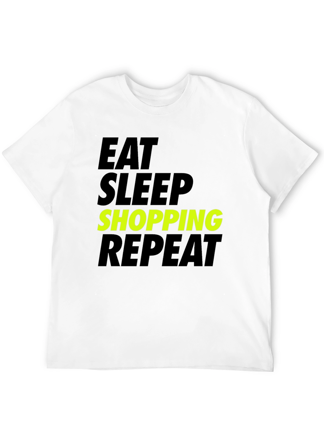 Black Eat Sleep Shopping Repeat T-Shirt - Black Cotton Tee view 12
