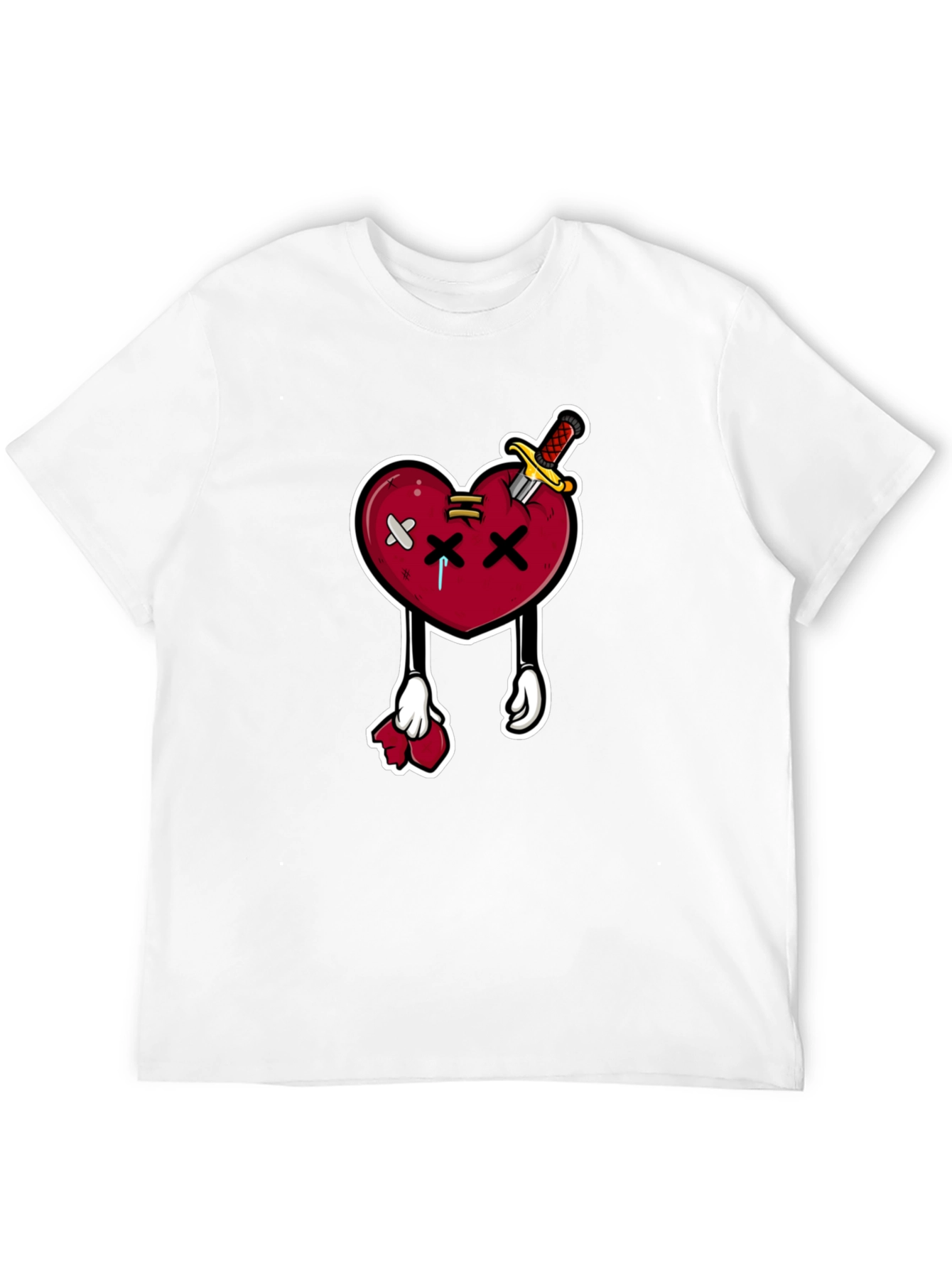 Black Cartoon Heart with Knife T-Shirt view 12